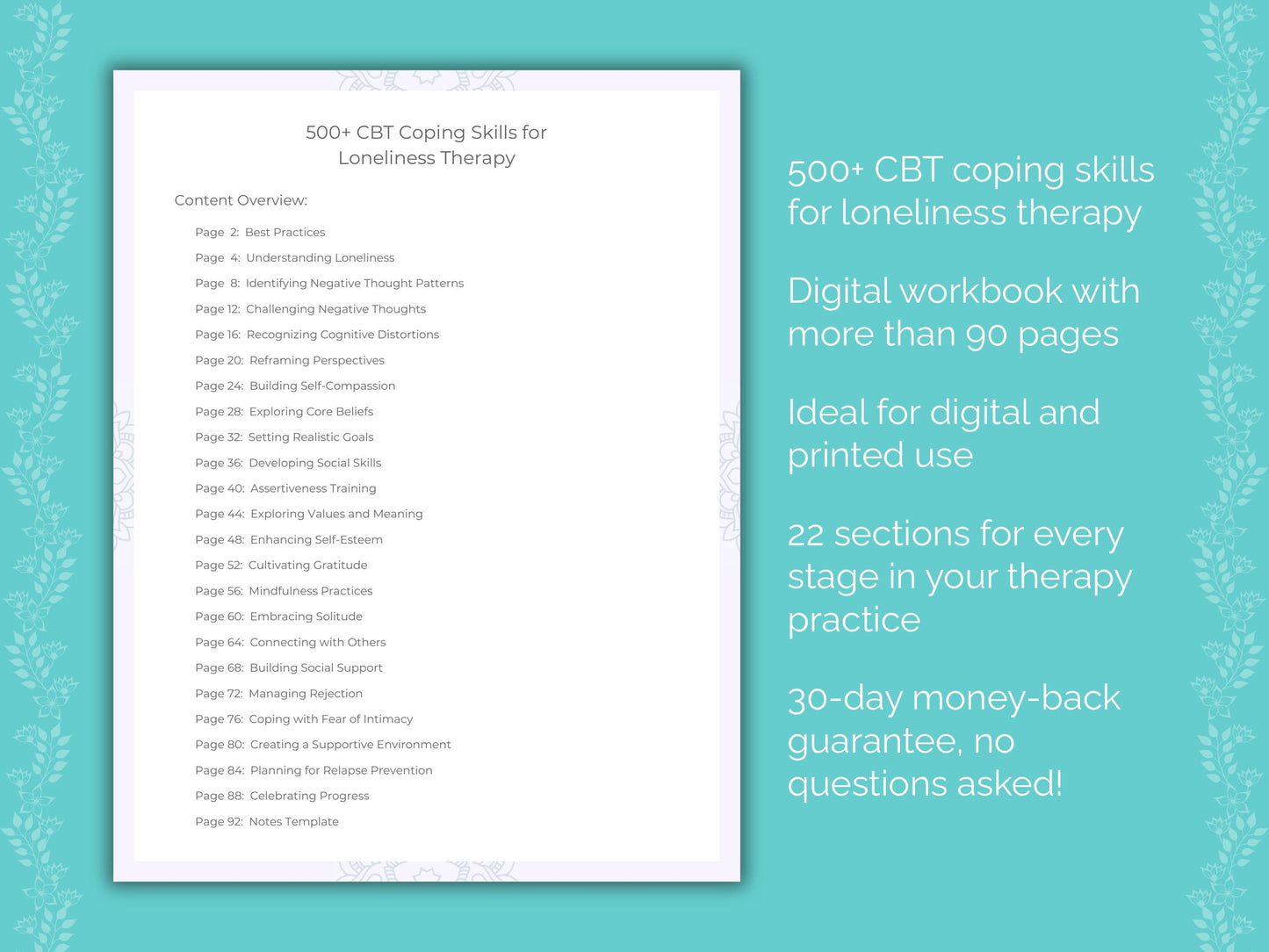 Loneliness Cognitive Behavioral Therapy (CBT) Therapist Worksheets