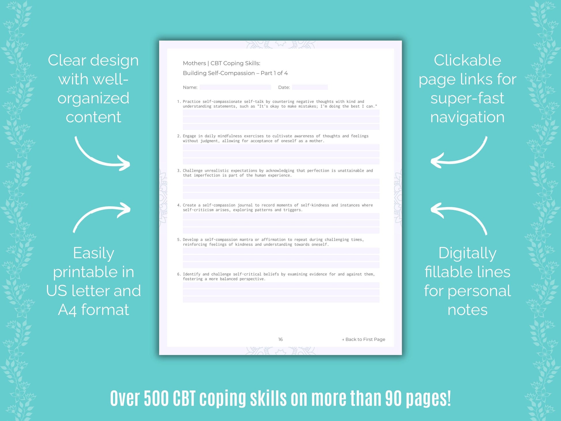 Mothers Cognitive Behavioral Therapy (CBT) Counseling Templates