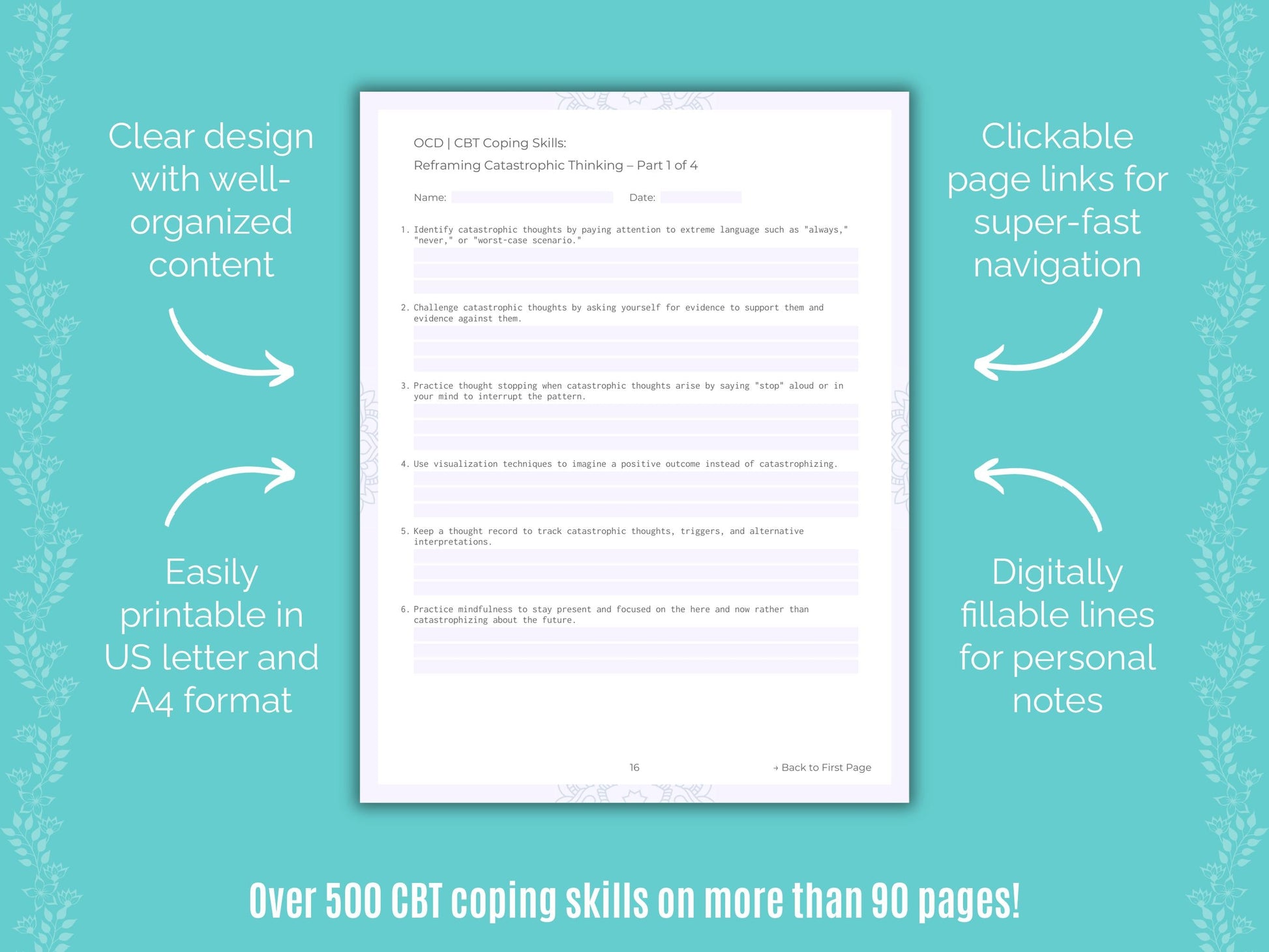 Obsessive-Compulsive Disorder (OCD) Cognitive Behavioral Therapy (CBT) Counseling Templates