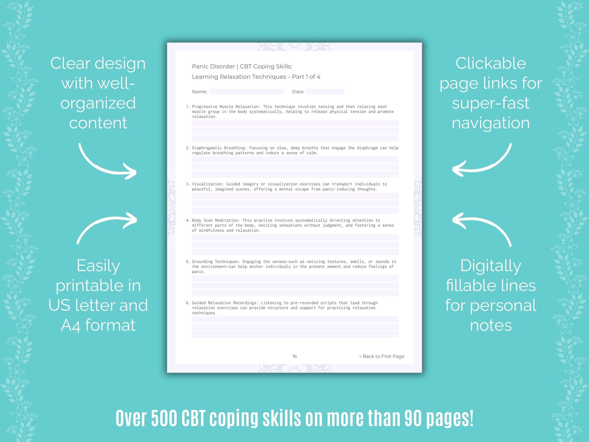 Panic Disorder Cognitive Behavioral Therapy (CBT) Counseling Templates