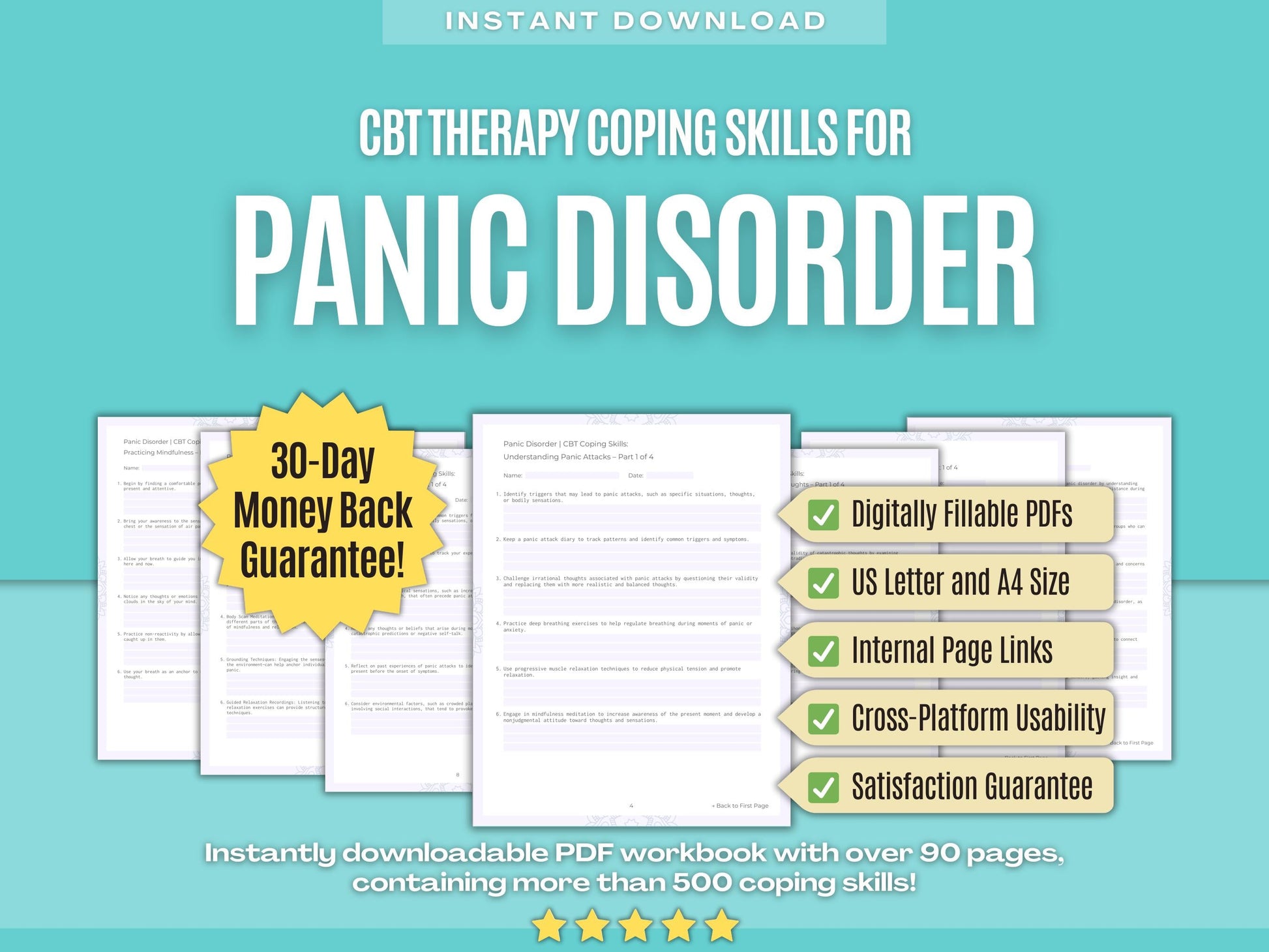 Panic Disorder Cognitive Behavioral Therapy (CBT) Psychology Workbooks