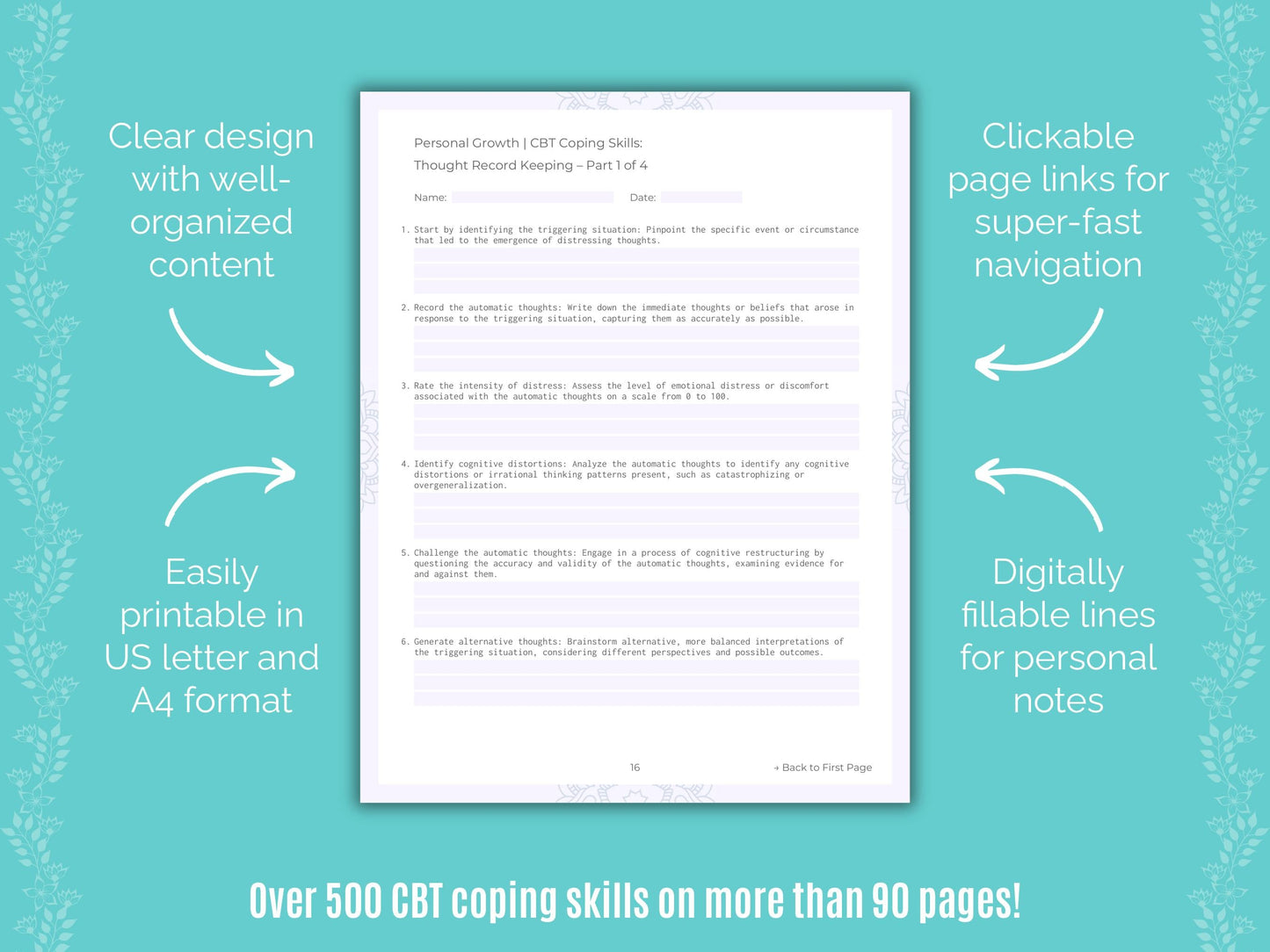 Personal Growth Cognitive Behavioral Therapy (CBT) Counseling Templates