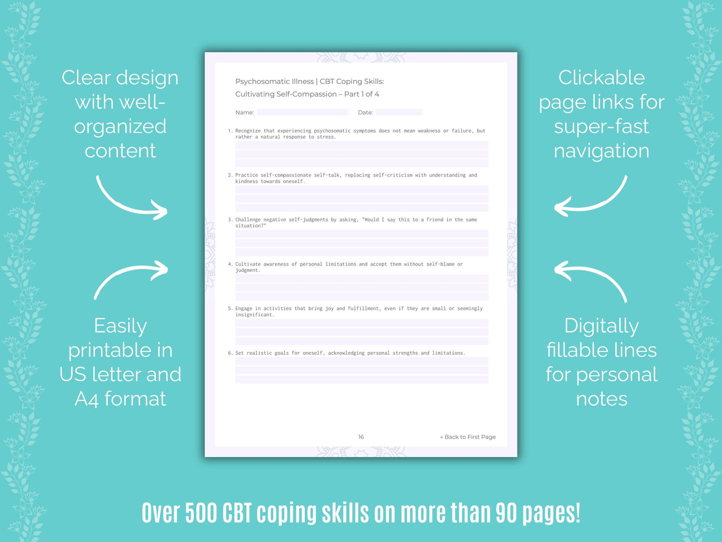 Psychosomatic Illness Cognitive Behavioral Therapy (CBT) Counseling Templates