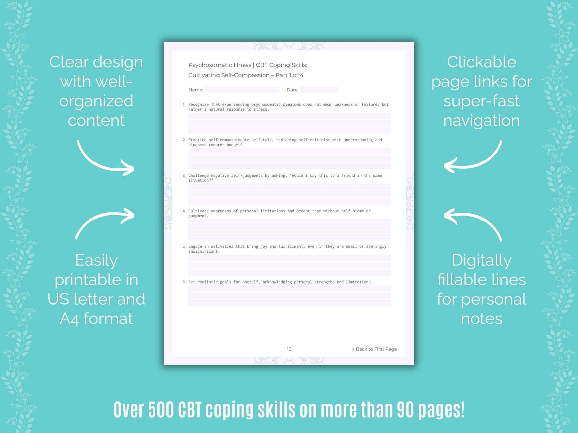 Psychosomatic Illness Cognitive Behavioral Therapy (CBT) Counseling Templates