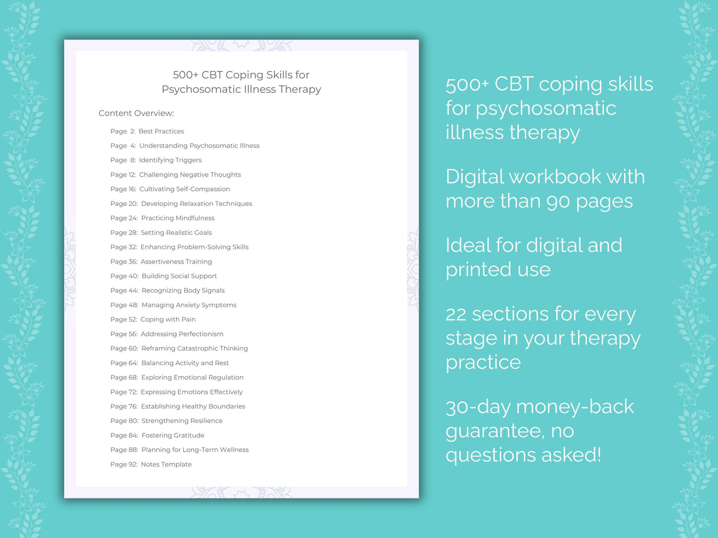 Psychosomatic Illness Cognitive Behavioral Therapy (CBT) Therapist Worksheets