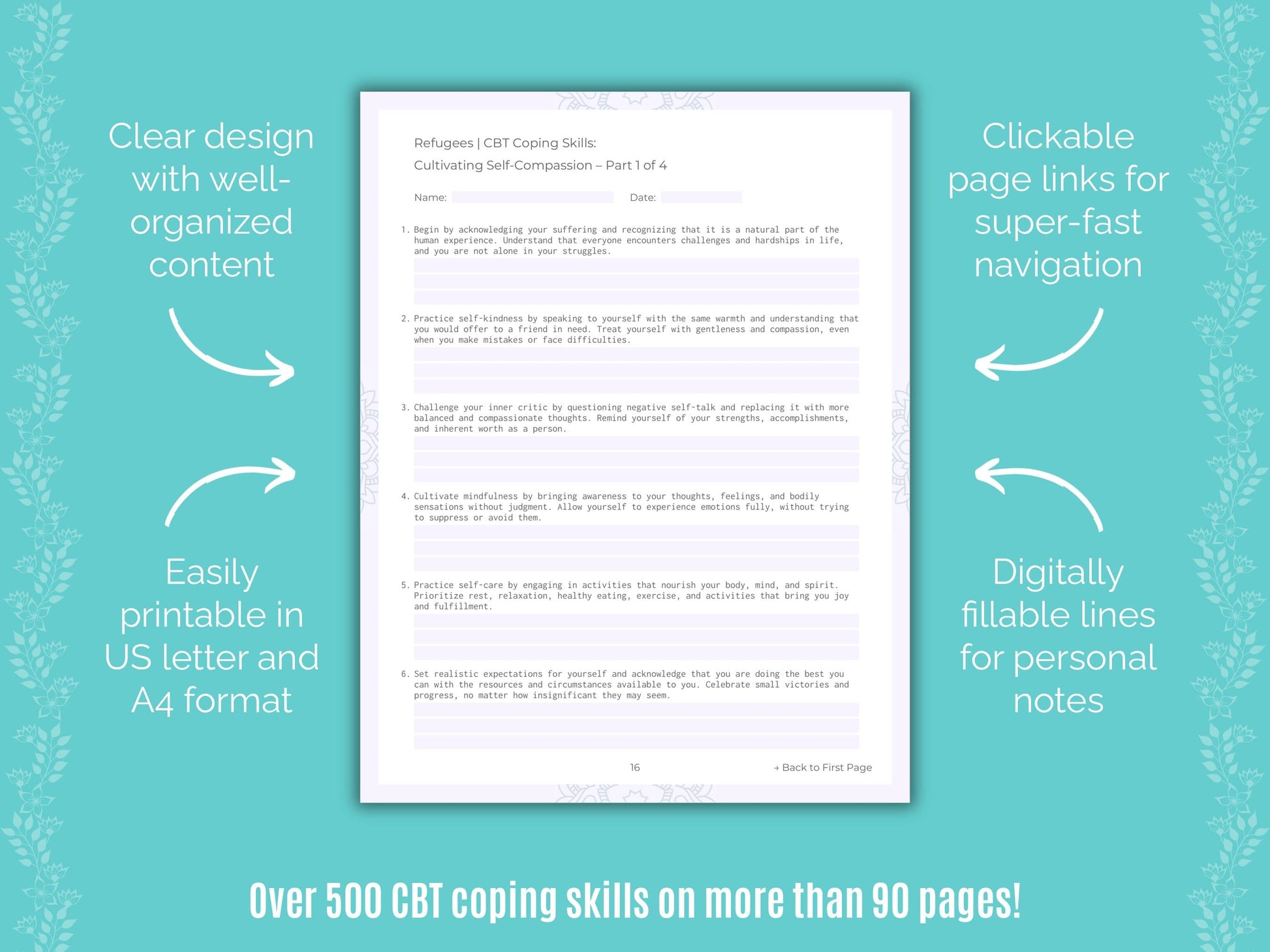 Refugees Cognitive Behavioral Therapy (CBT) Counseling Templates