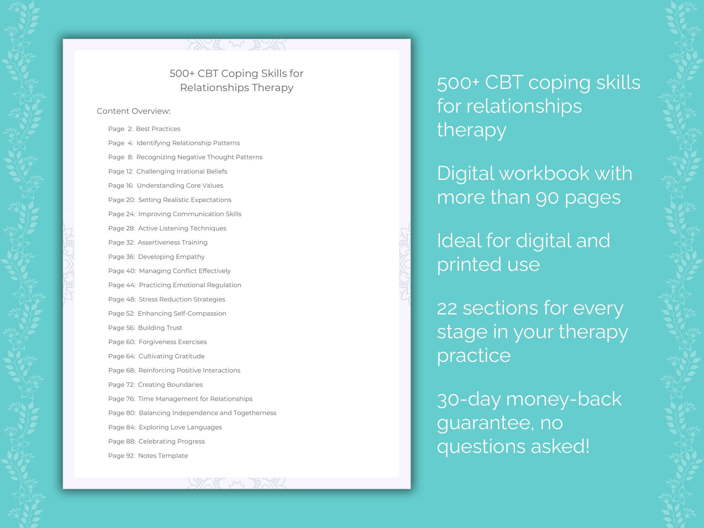 Relationships Cognitive Behavioral Therapy (CBT) Therapist Worksheets