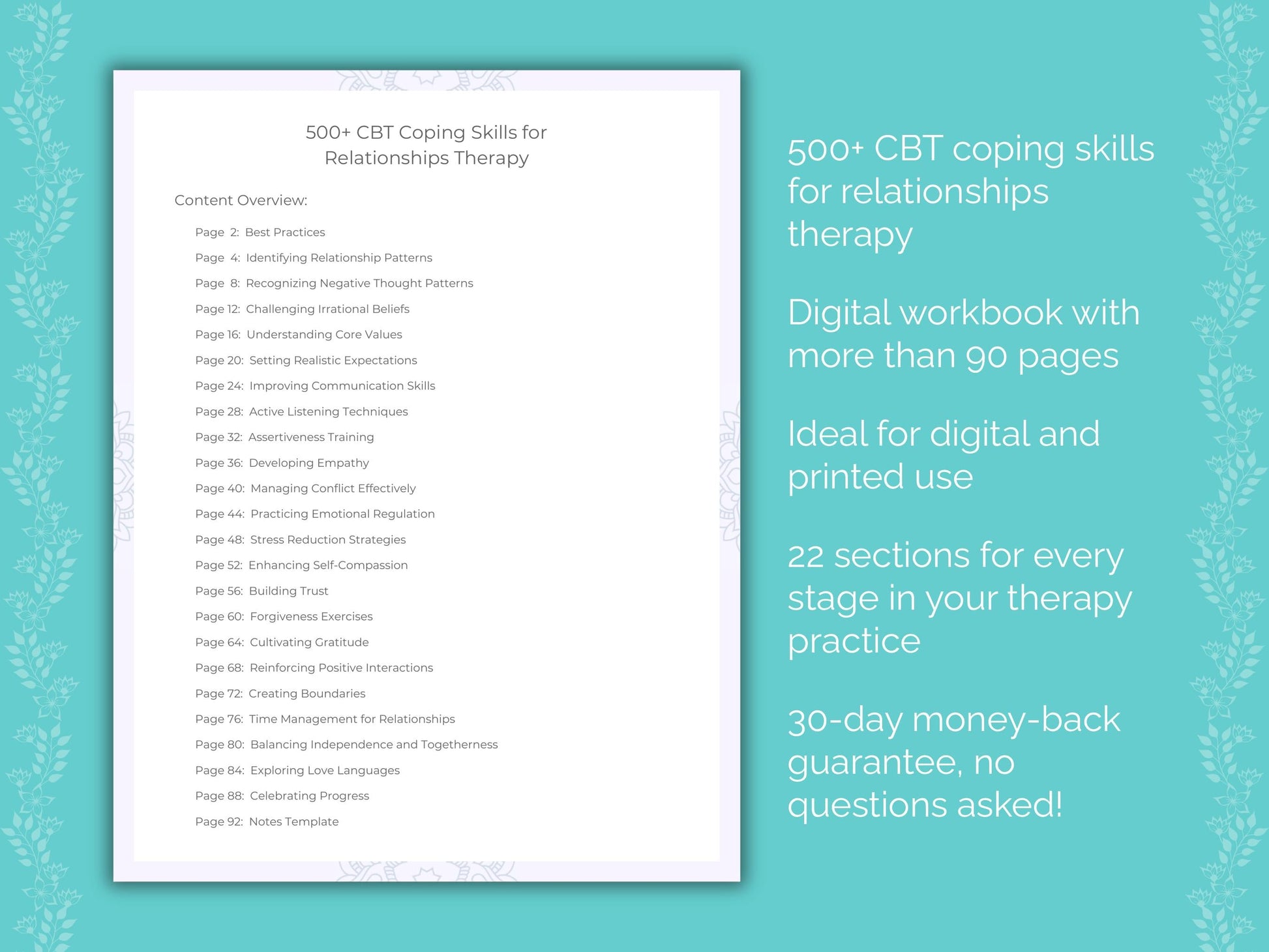 Relationships Cognitive Behavioral Therapy (CBT) Therapist Worksheets