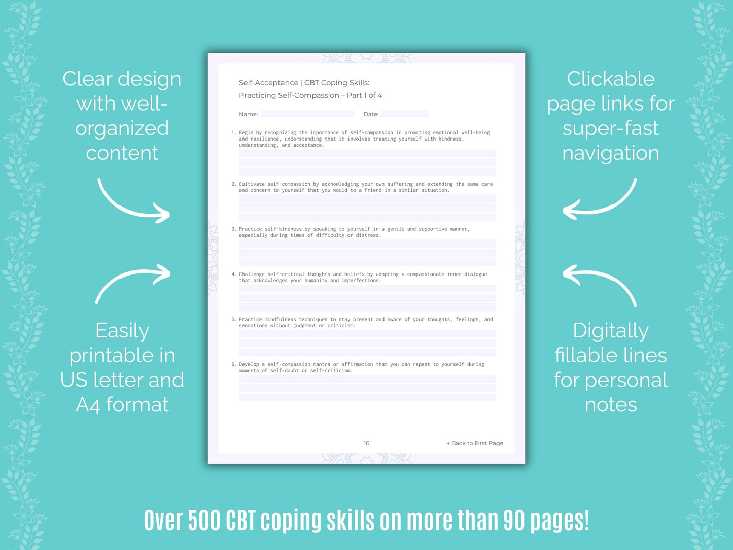 Self-Acceptance Cognitive Behavioral Therapy (CBT) Counseling Templates