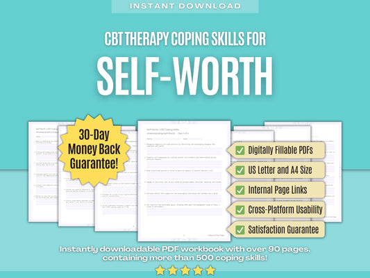 Self-Worth Cognitive Behavioral Therapy (CBT) Psychology Workbooks