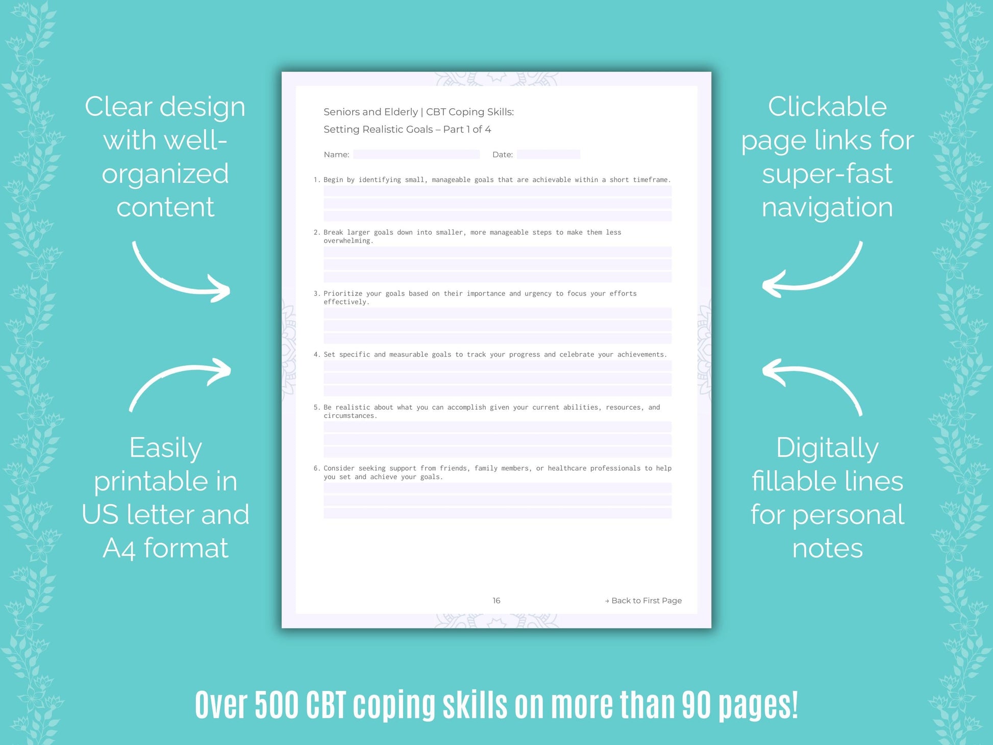 Seniors and Elderly Cognitive Behavioral Therapy (CBT) Counseling Templates