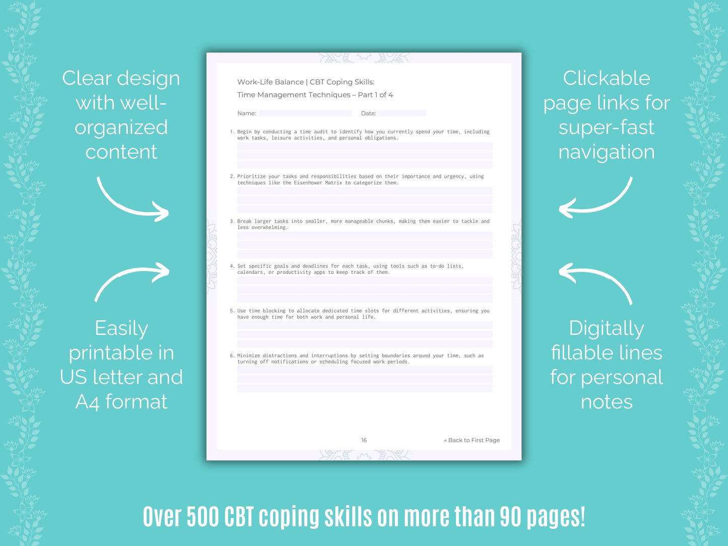 Work-Life Balance Cognitive Behavioral Therapy (CBT) Counseling Templates