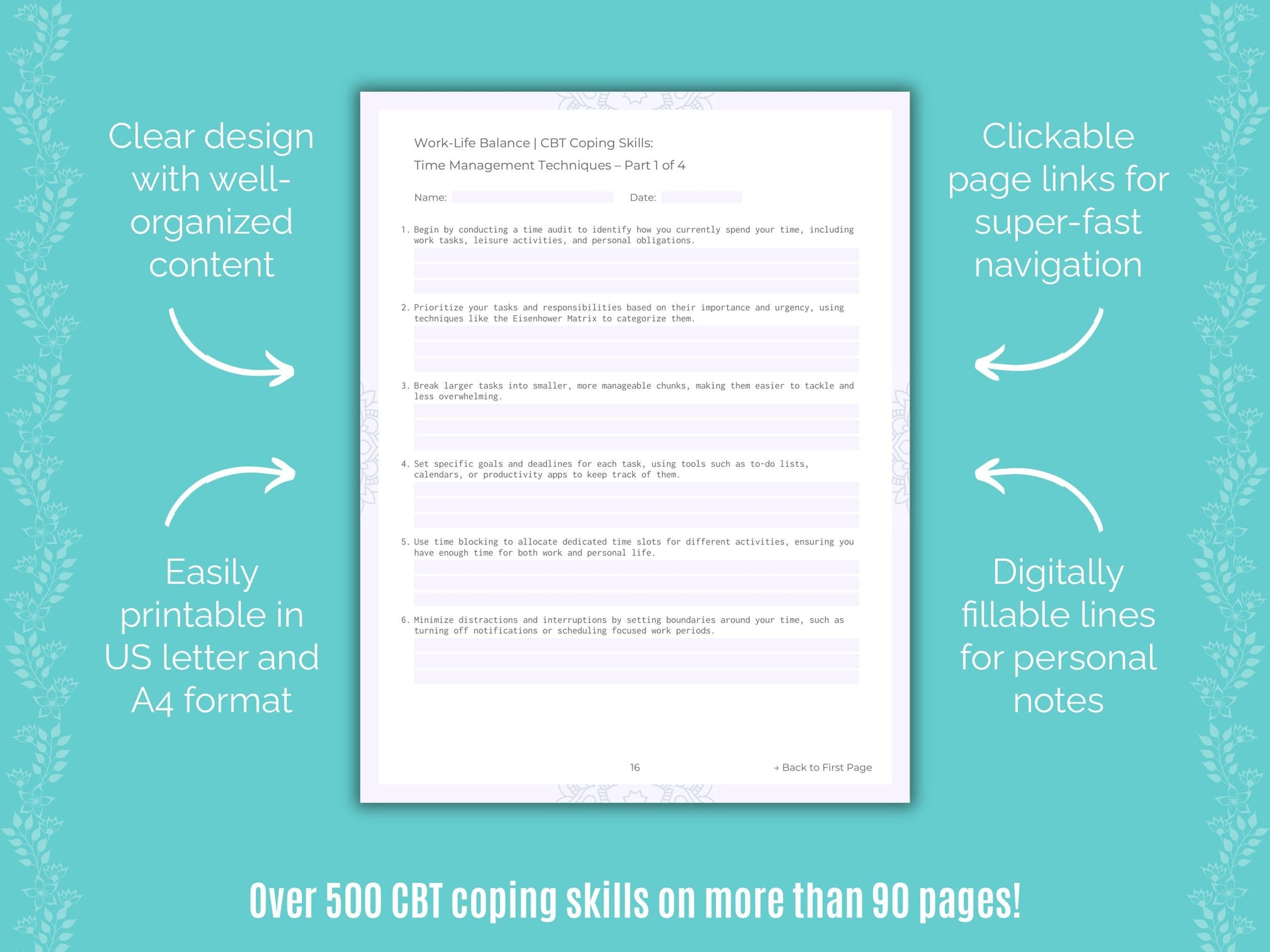 Work-Life Balance Cognitive Behavioral Therapy (CBT) Counseling Templates