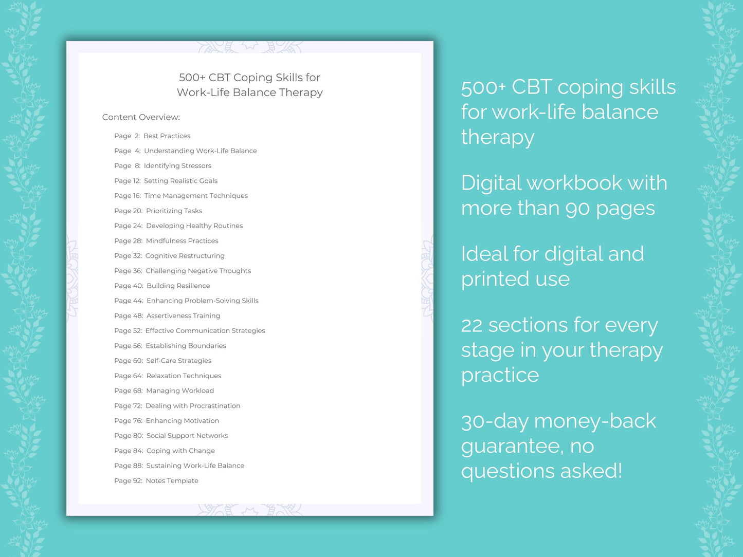 Work-Life Balance Cognitive Behavioral Therapy (CBT) Therapist Worksheets