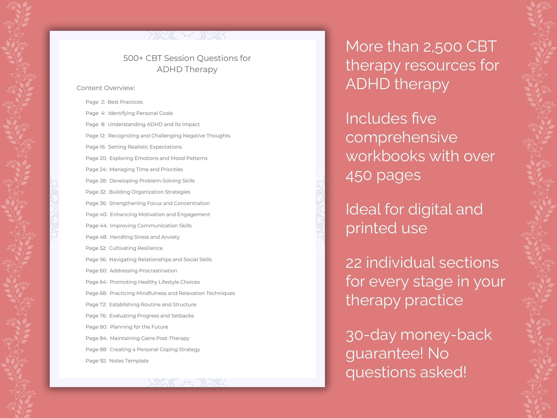 ADHD Cognitive Behavioral Therapy (CBT) Therapist Worksheets