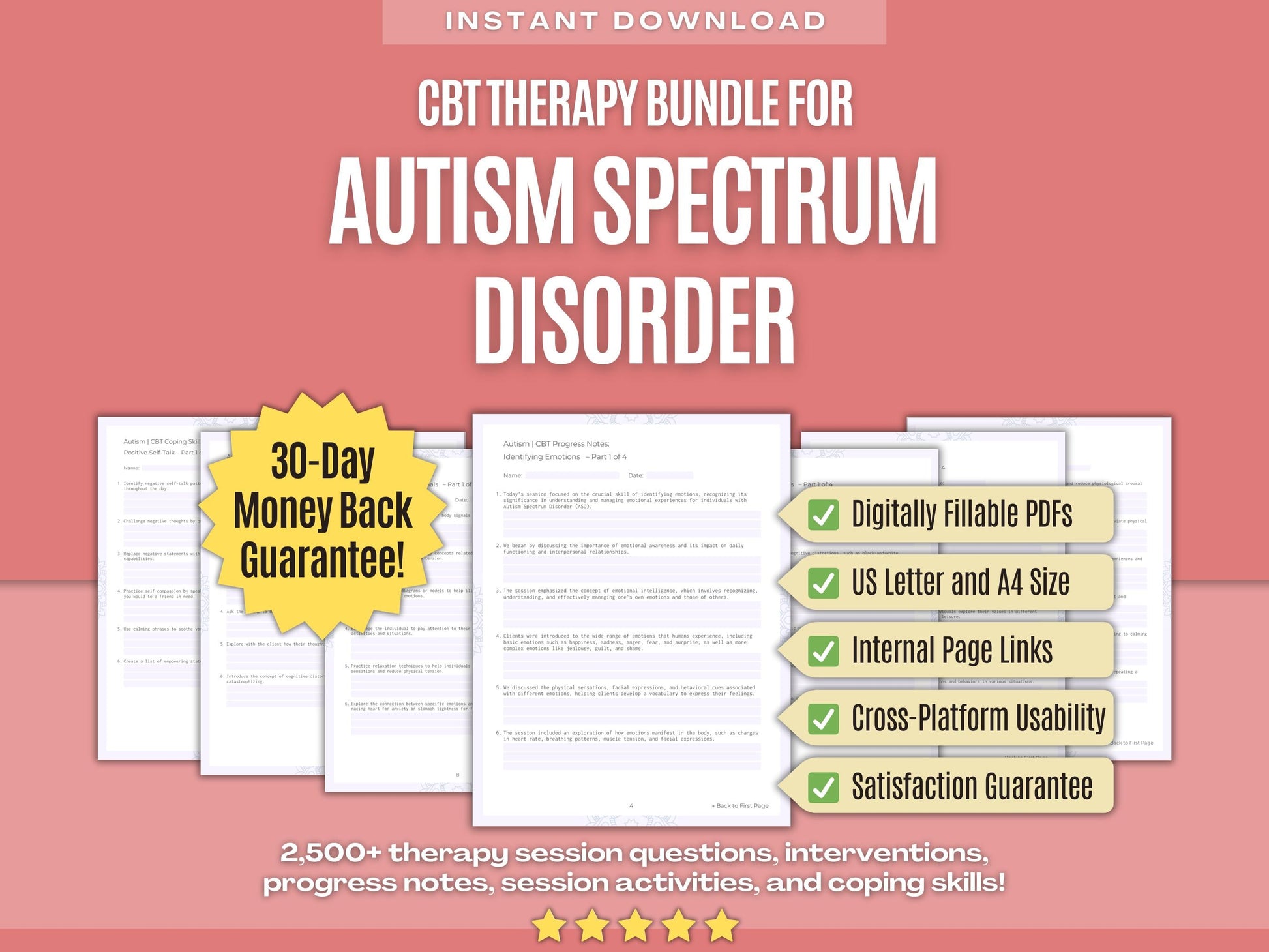 Autism Spectrum Disorder Cognitive Behavioral Therapy (CBT) Psychology Workbooks