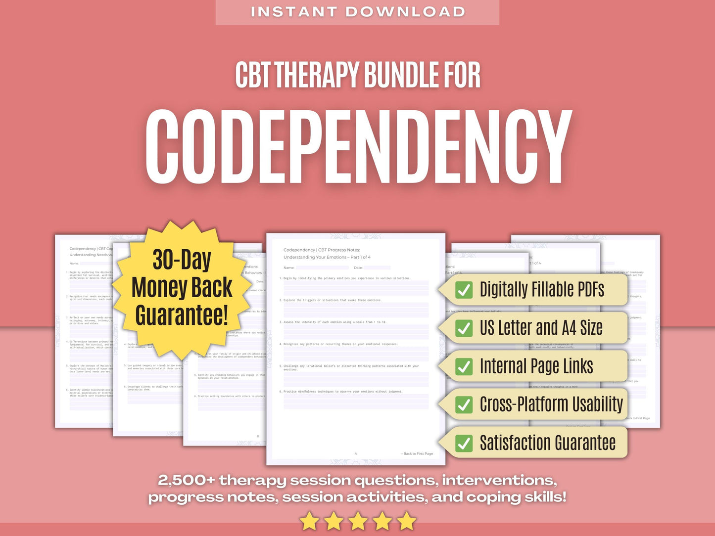 Codependency Cognitive Behavioral Therapy (CBT) Psychology Workbooks