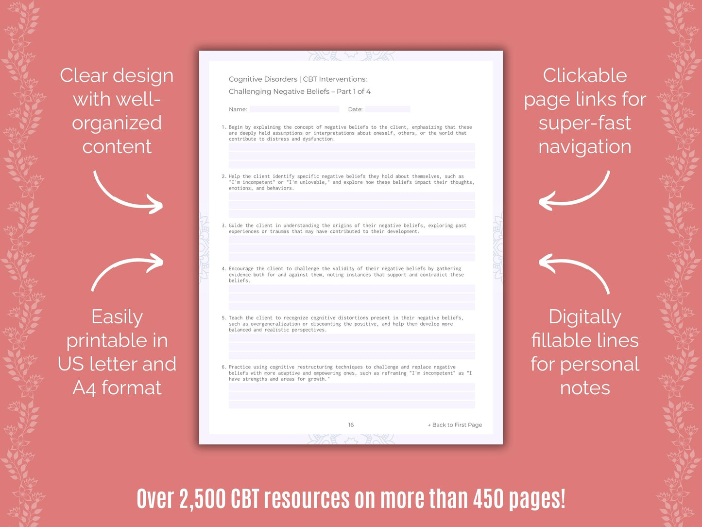 Cognitive Disorders Cognitive Behavioral Therapy (CBT) Counseling Templates