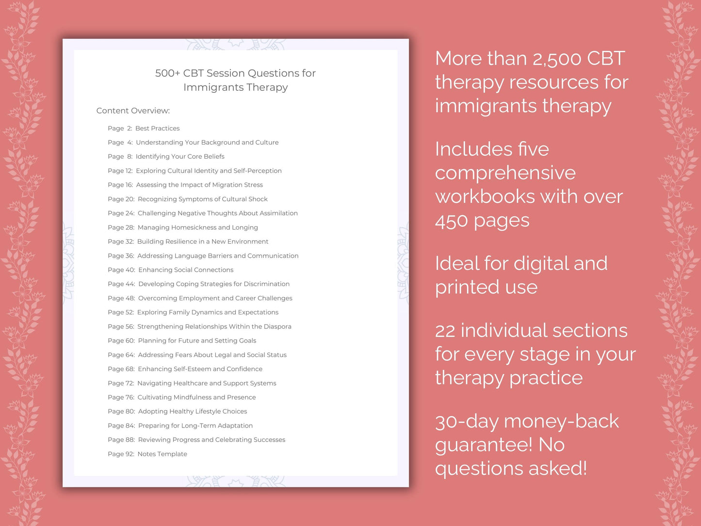 Immigrants Cognitive Behavioral Therapy (CBT) Therapist Worksheets