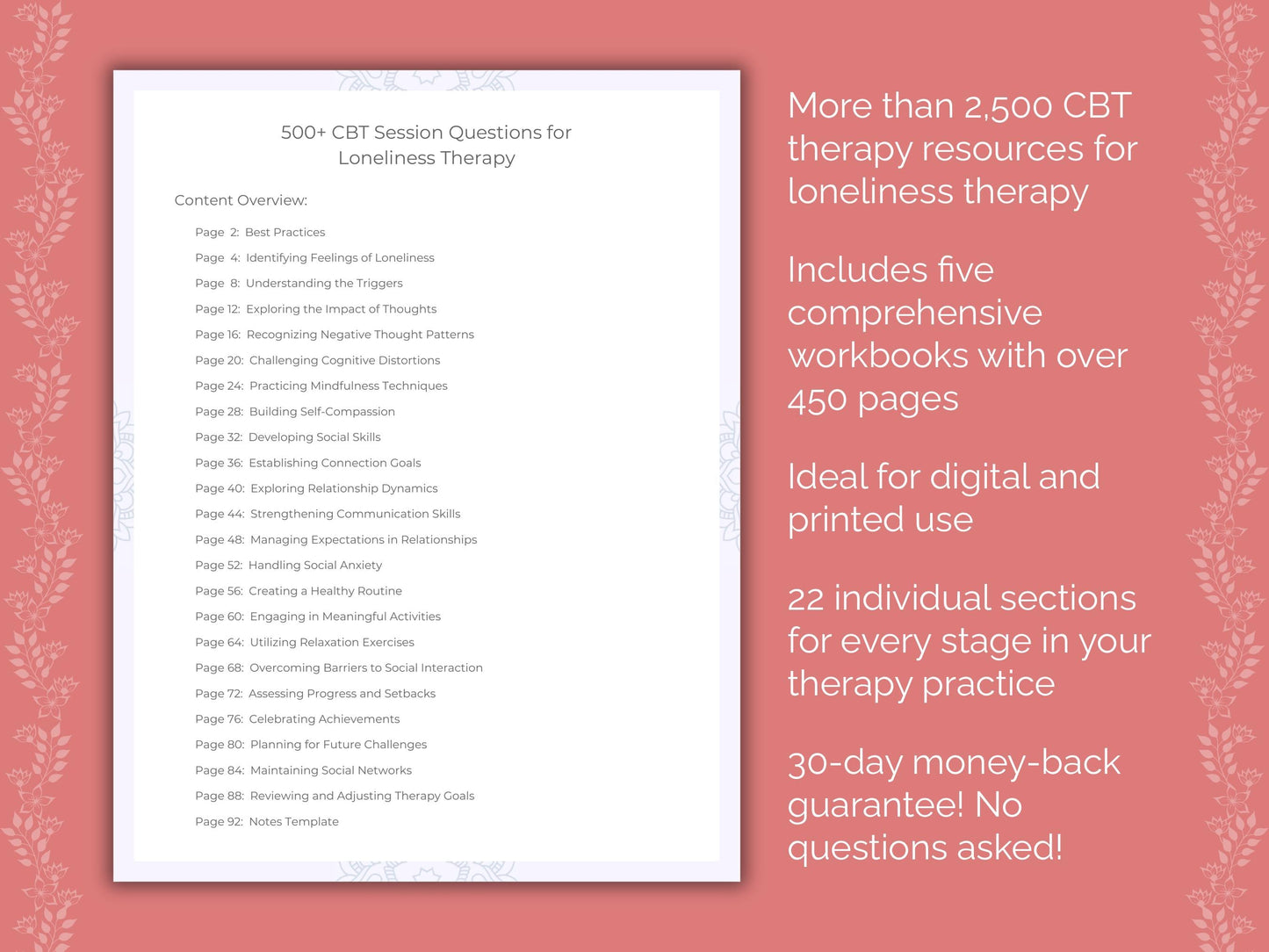 Loneliness Cognitive Behavioral Therapy (CBT) Therapist Worksheets