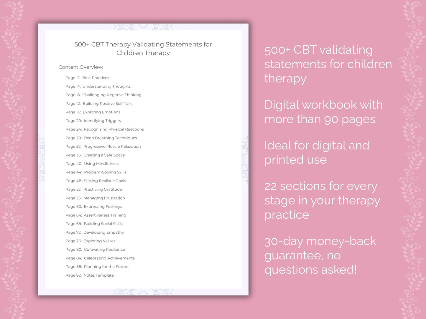 Children Cognitive Behavioral Therapy (CBT) Therapist Worksheets
