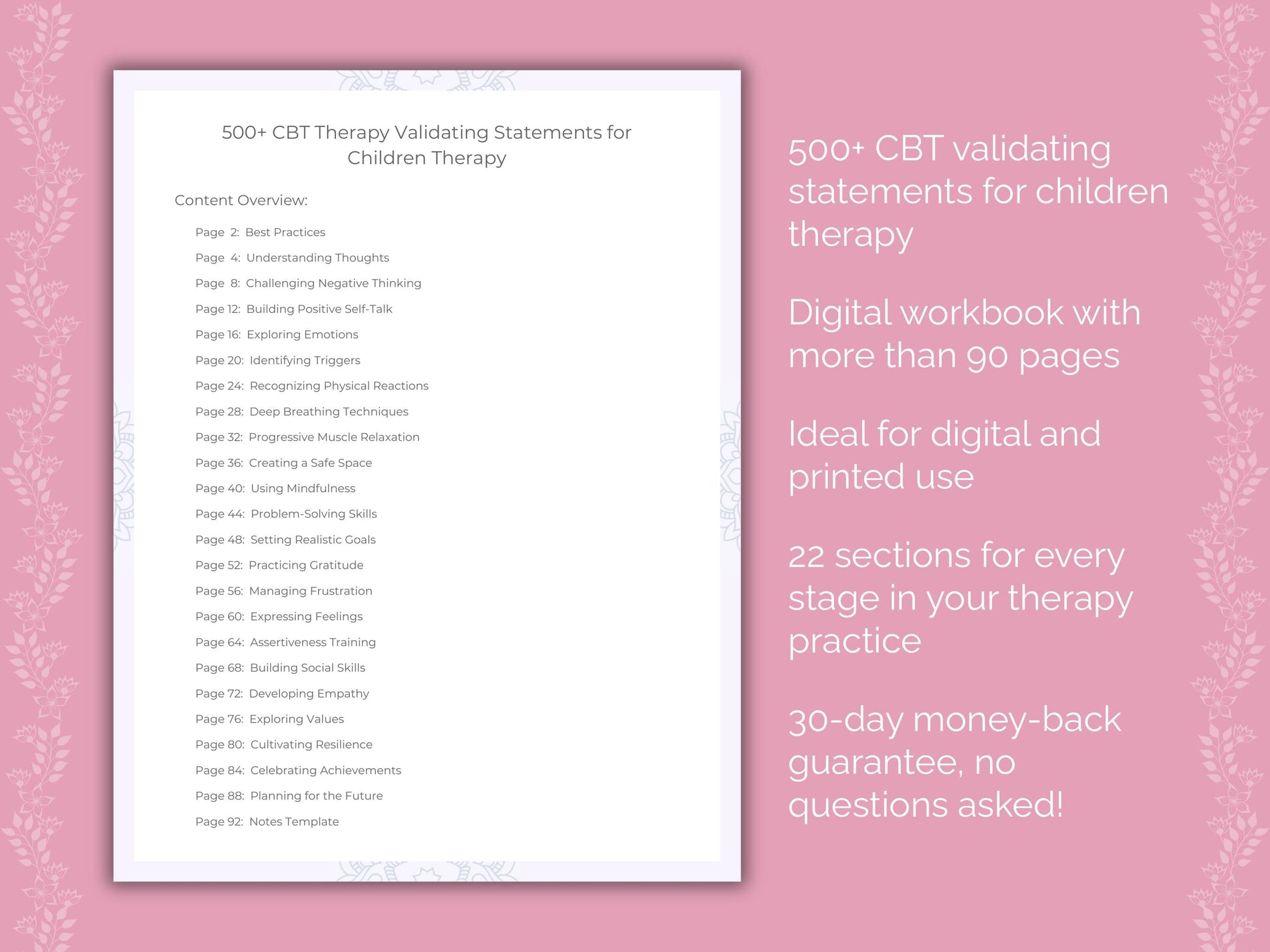 Children Cognitive Behavioral Therapy (CBT) Therapist Worksheets