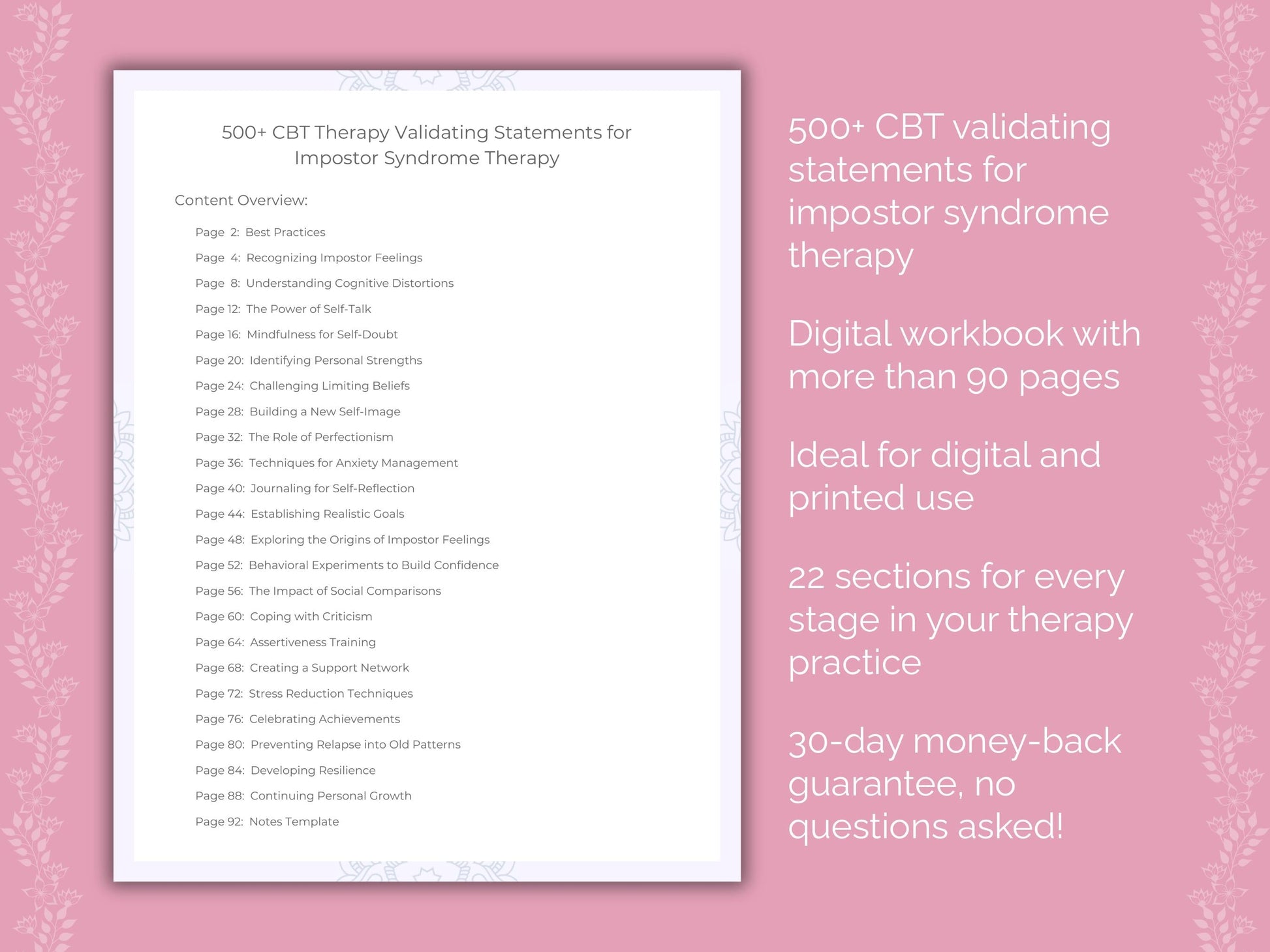 Impostor Syndrome Cognitive Behavioral Therapy (CBT) Therapist Worksheets