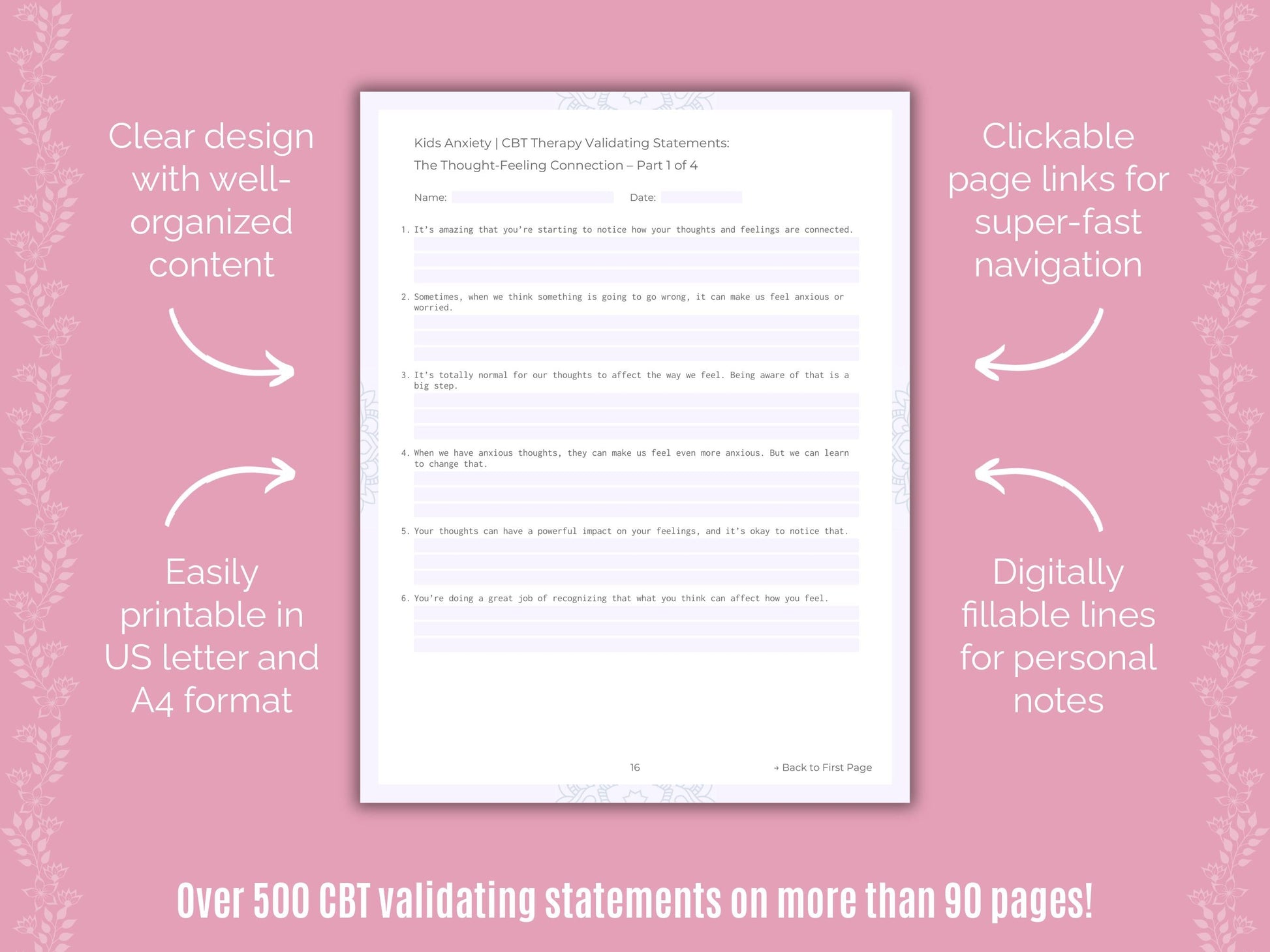 Kids Anxiety Cognitive Behavioral Therapy (CBT) Counseling Templates