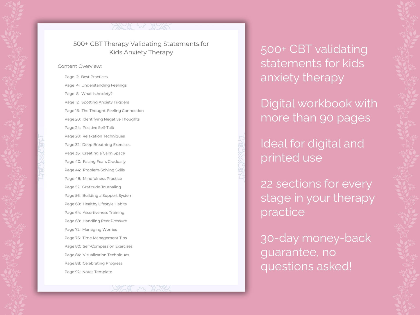 Kids Anxiety Cognitive Behavioral Therapy (CBT) Therapist Worksheets