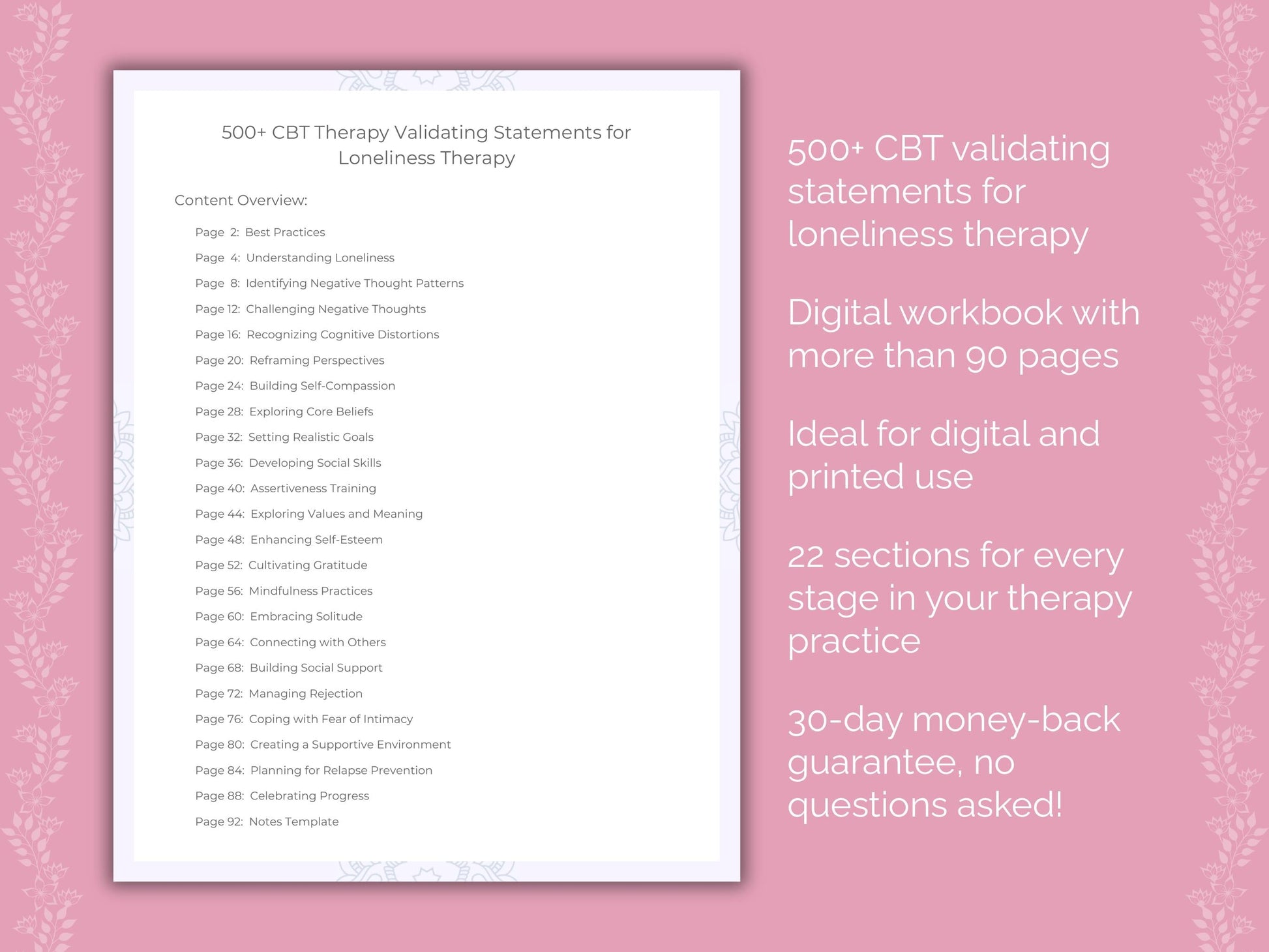Loneliness Cognitive Behavioral Therapy (CBT) Therapist Worksheets