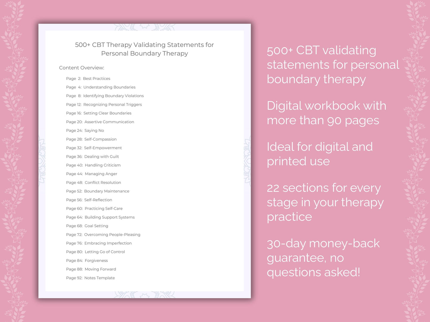 Personal Boundary Cognitive Behavioral Therapy (CBT) Therapist Worksheets