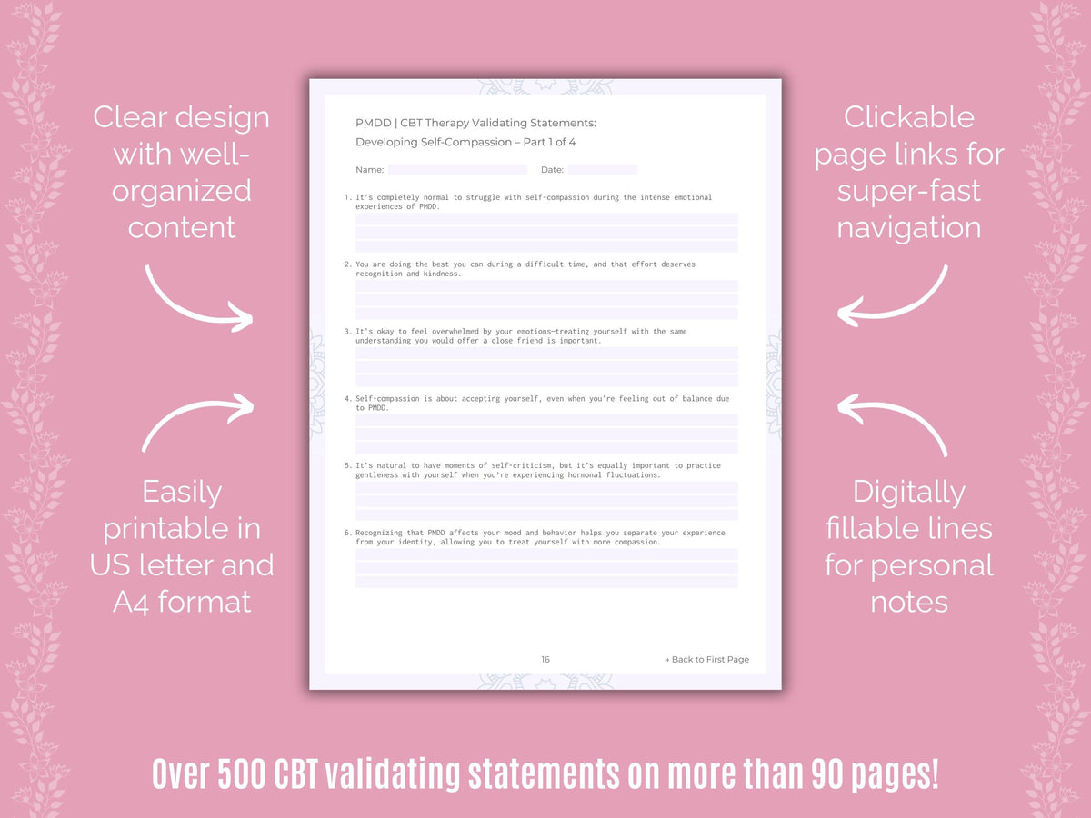 Premenstrual Dysphoric Disorder Cognitive Behavioral Therapy (CBT) Counseling Templates