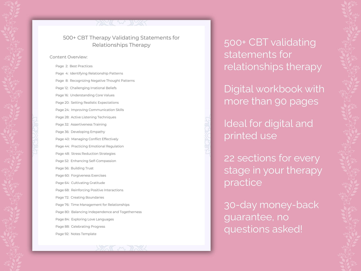 Relationships Cognitive Behavioral Therapy (CBT) Therapist Worksheets