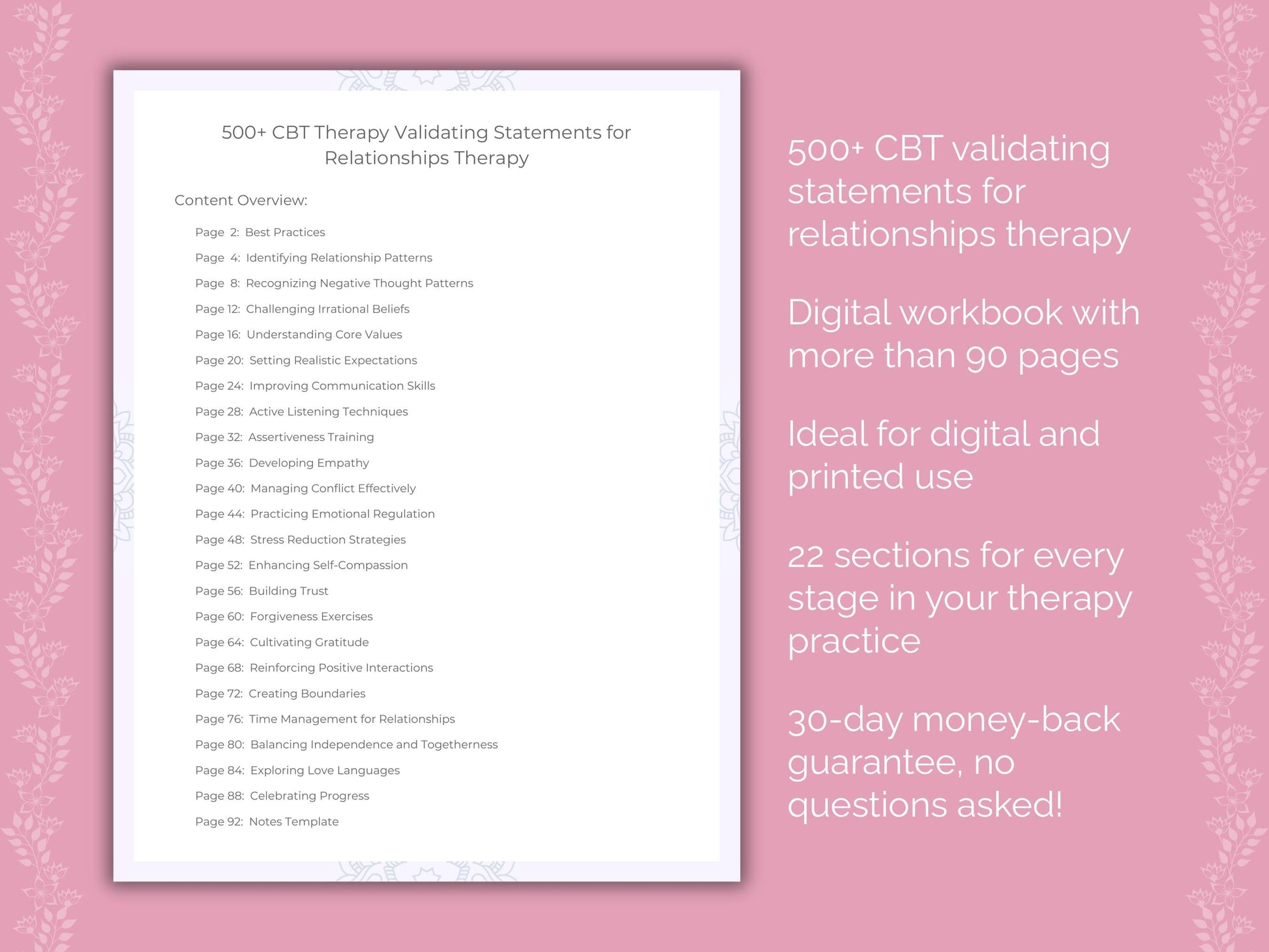 Relationships Cognitive Behavioral Therapy (CBT) Therapist Worksheets