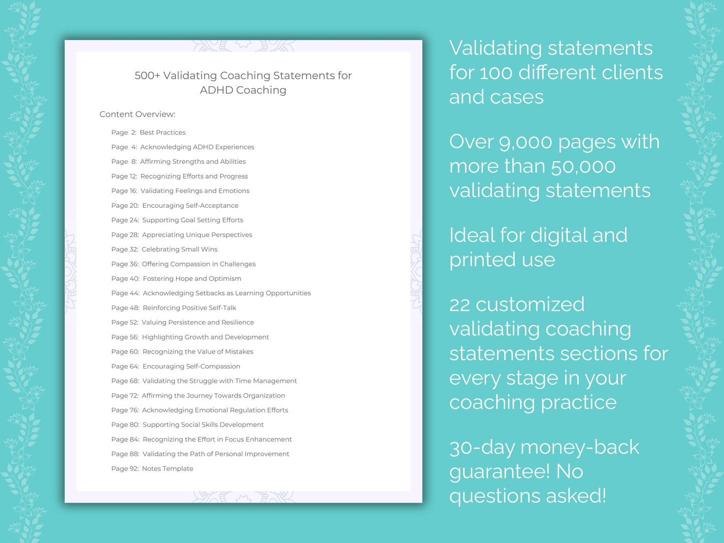 Validating Coaching Statements Cheat Sheets