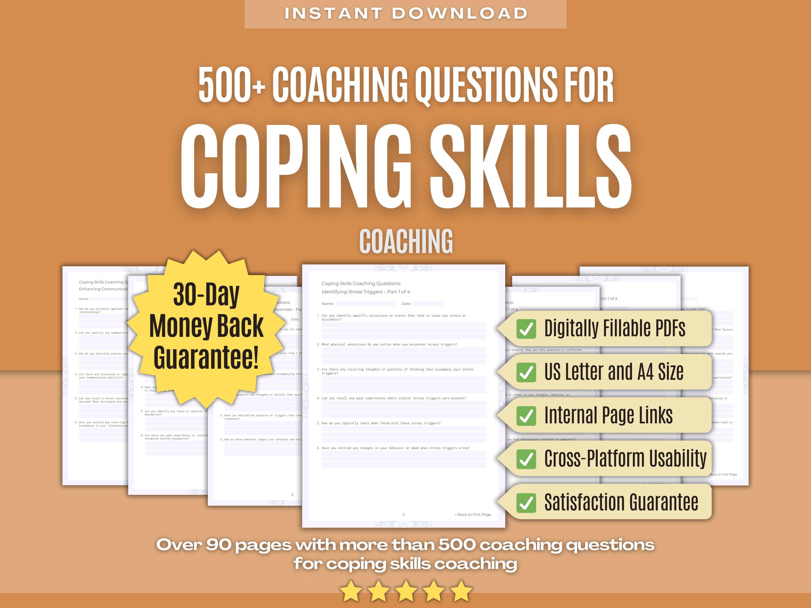500+ Coping Skills Coaching Questions Workbook | Karlstein Publishing