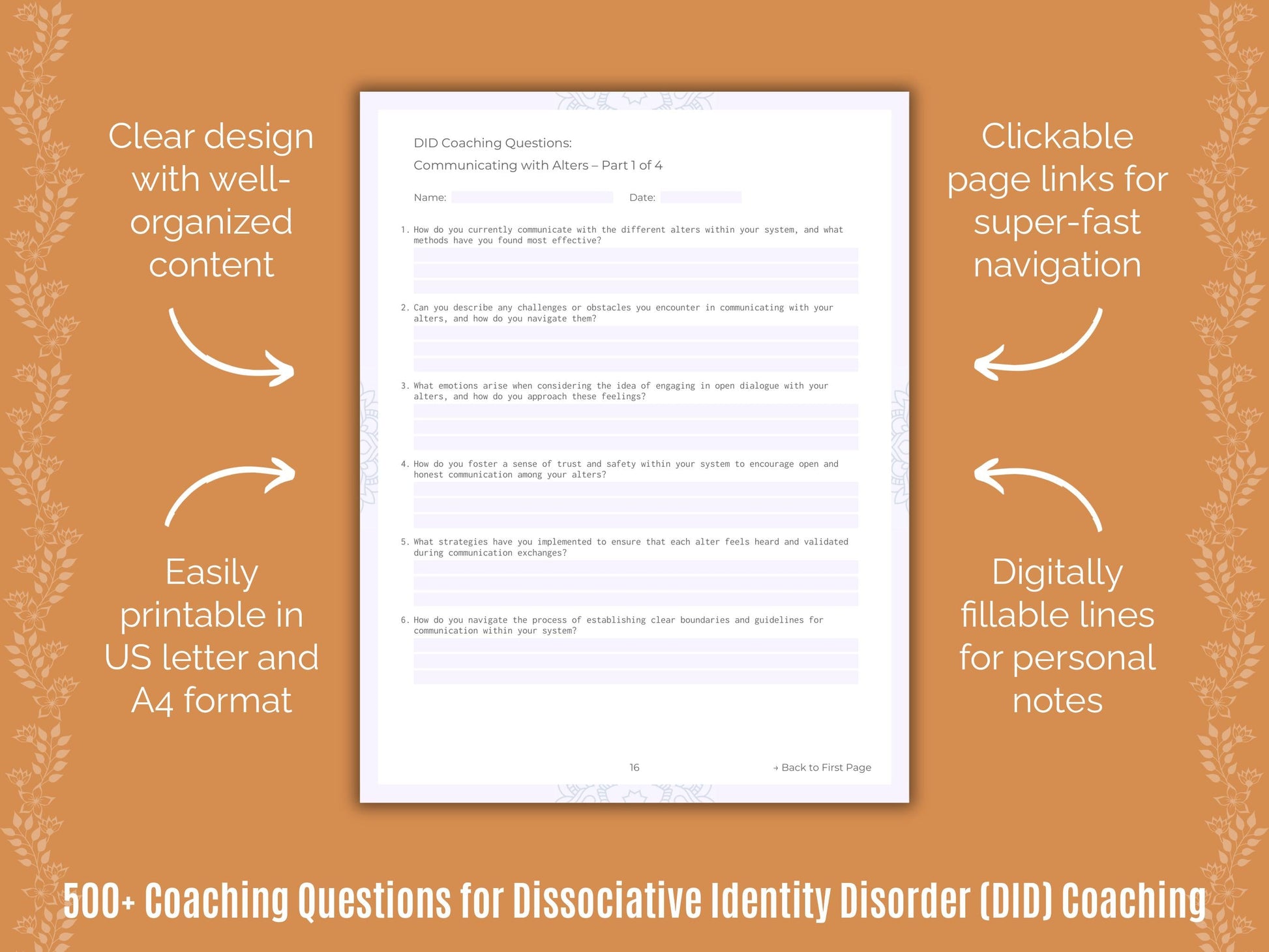 Dissociative Identity Disorder (DID) Coaching Templates