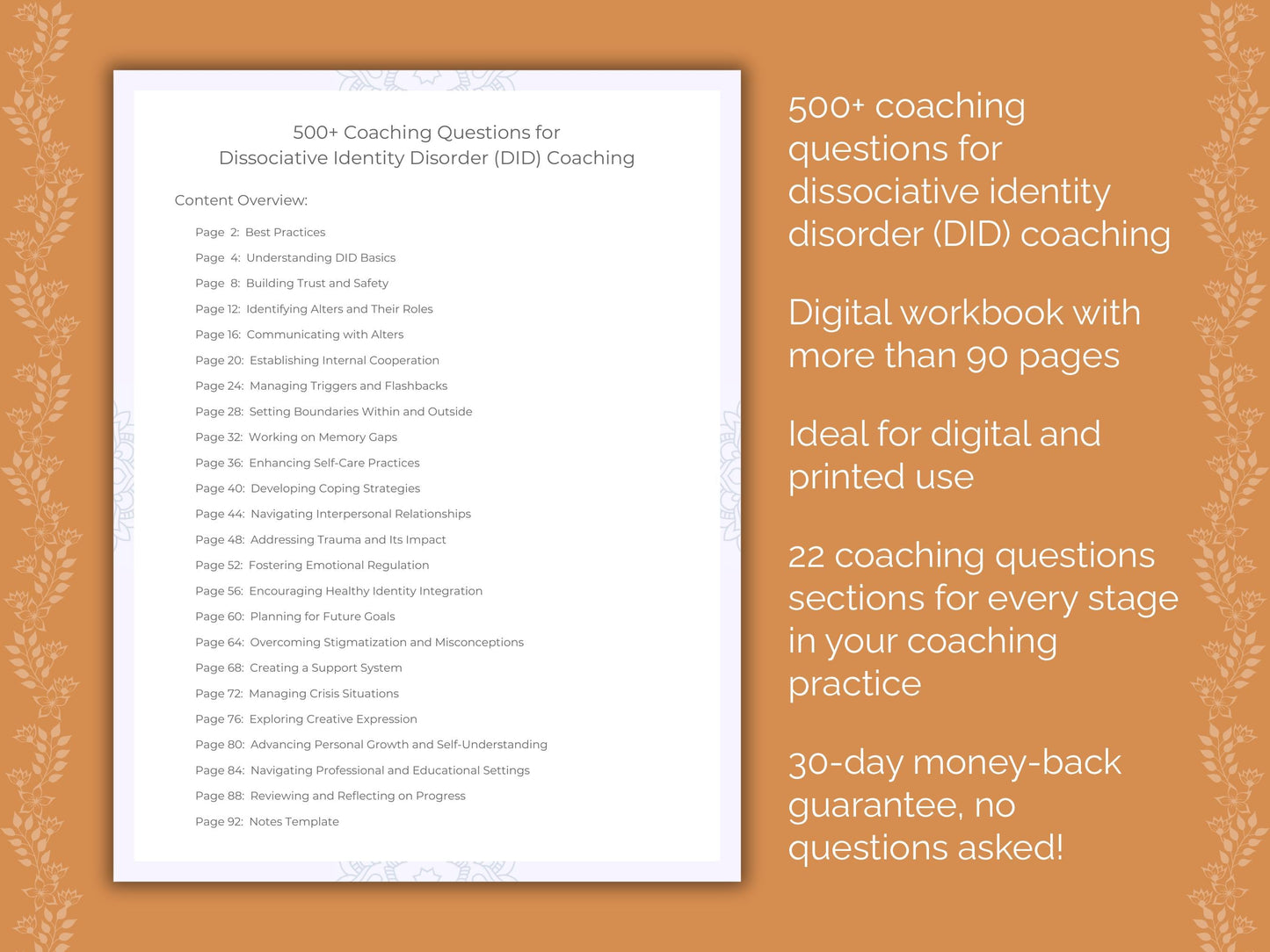 Dissociative Identity Disorder (DID) Coaching Worksheets