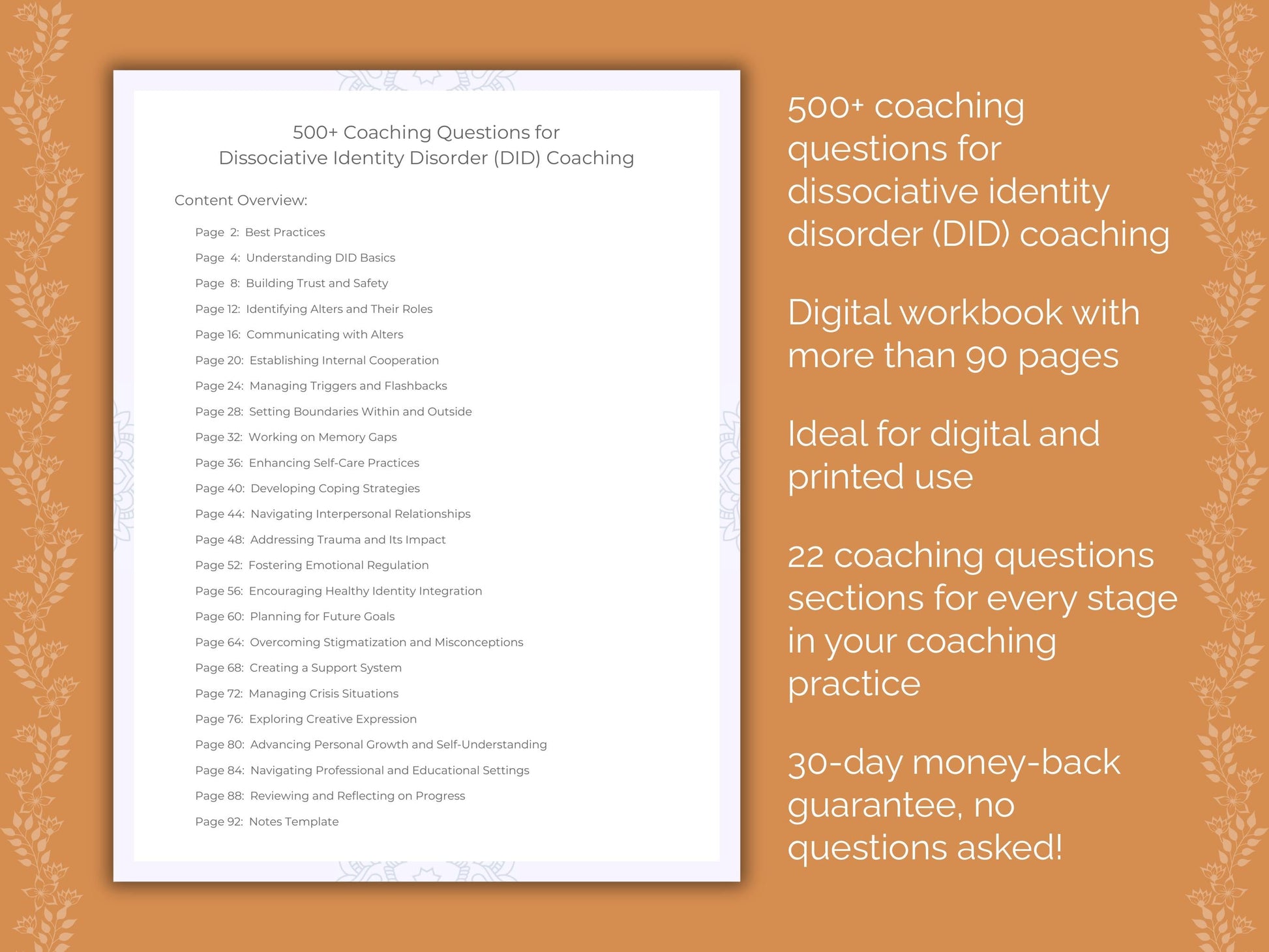 Dissociative Identity Disorder (DID) Coaching Worksheets