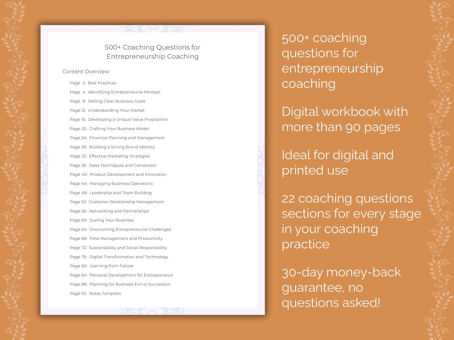 Entrepreneurship Coaching Worksheets