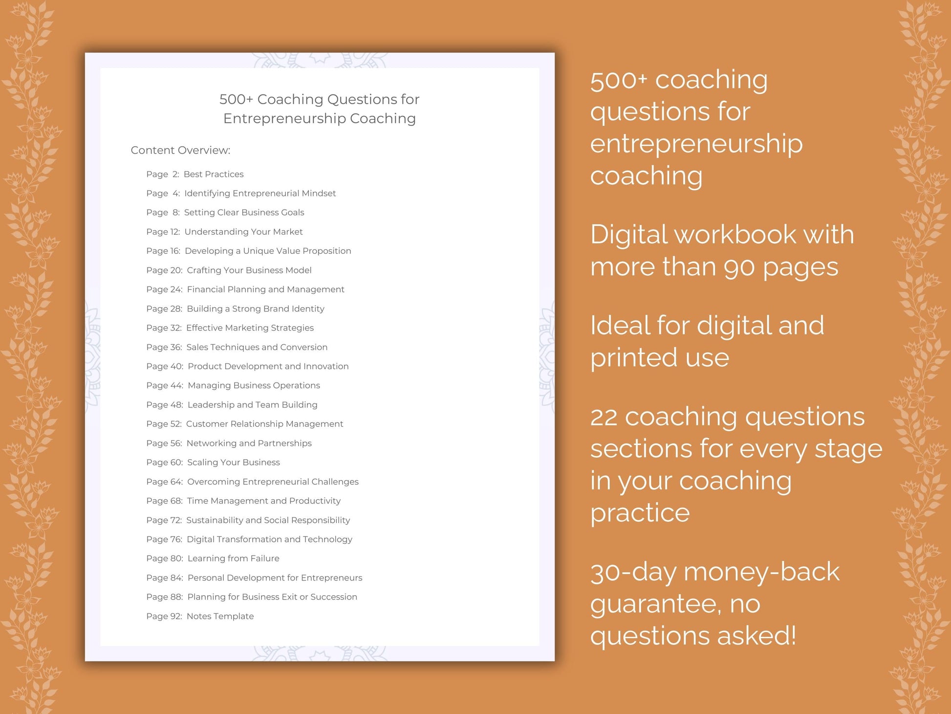 Entrepreneurship Coaching Worksheets