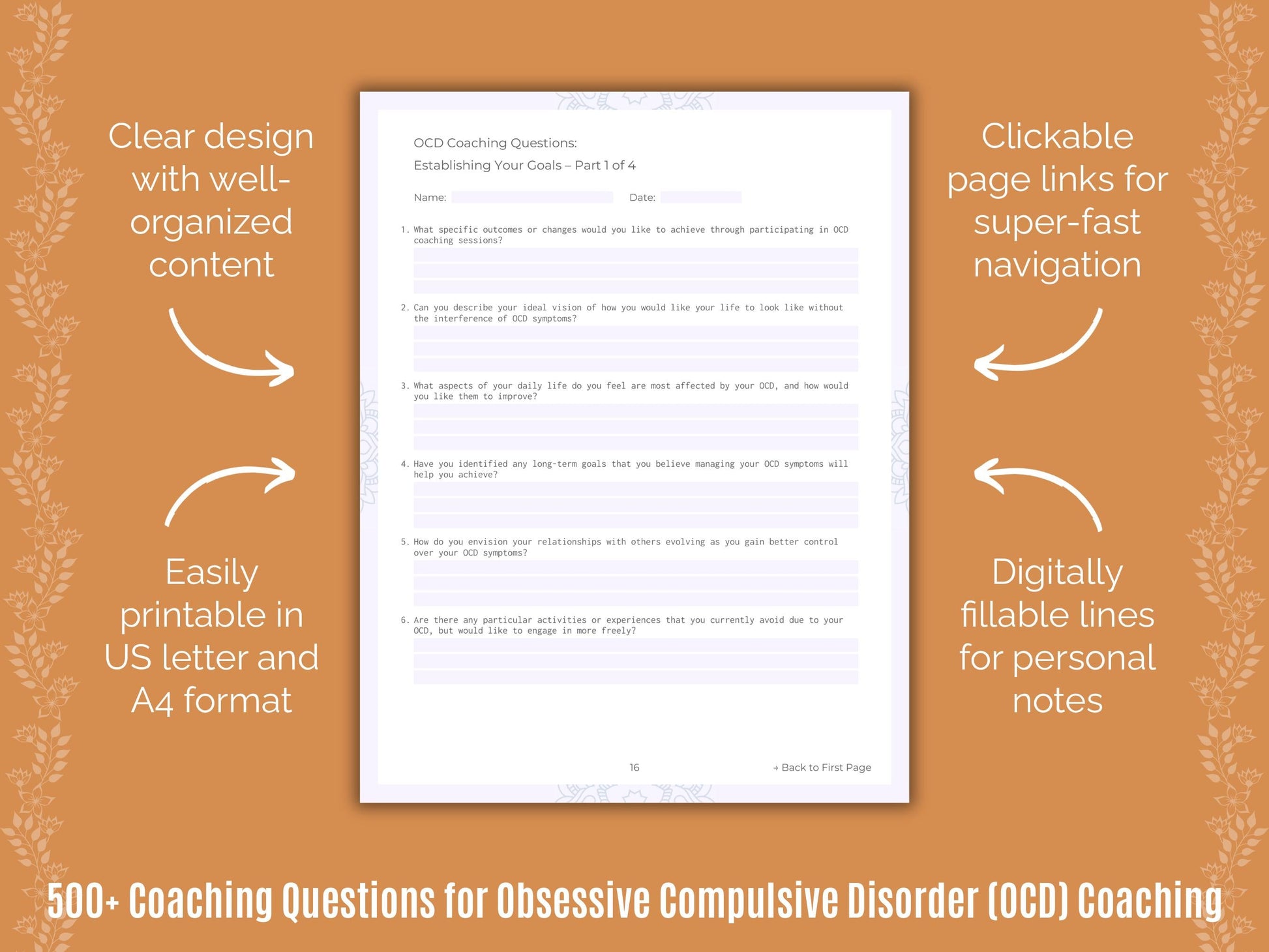 Obsessive Compulsive Disorder (OCD) Coaching Templates