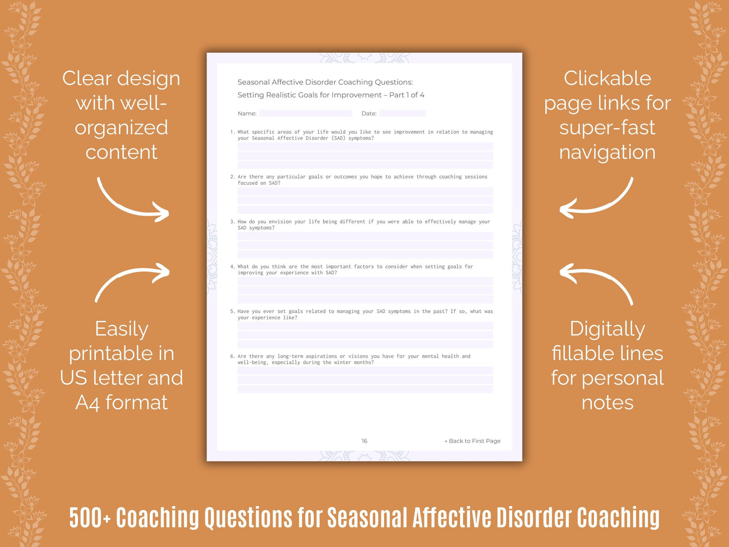 Seasonal Affective Disorder Coaching Templates