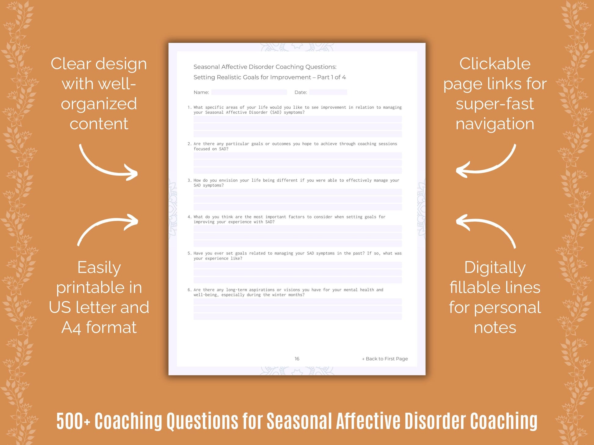 Seasonal Affective Disorder Coaching Templates