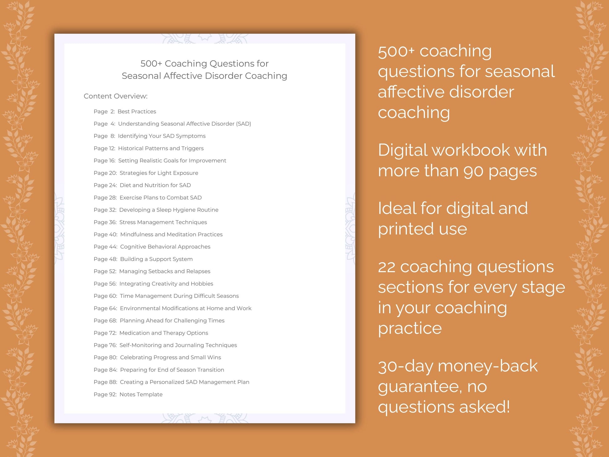 Seasonal Affective Disorder Coaching Worksheets