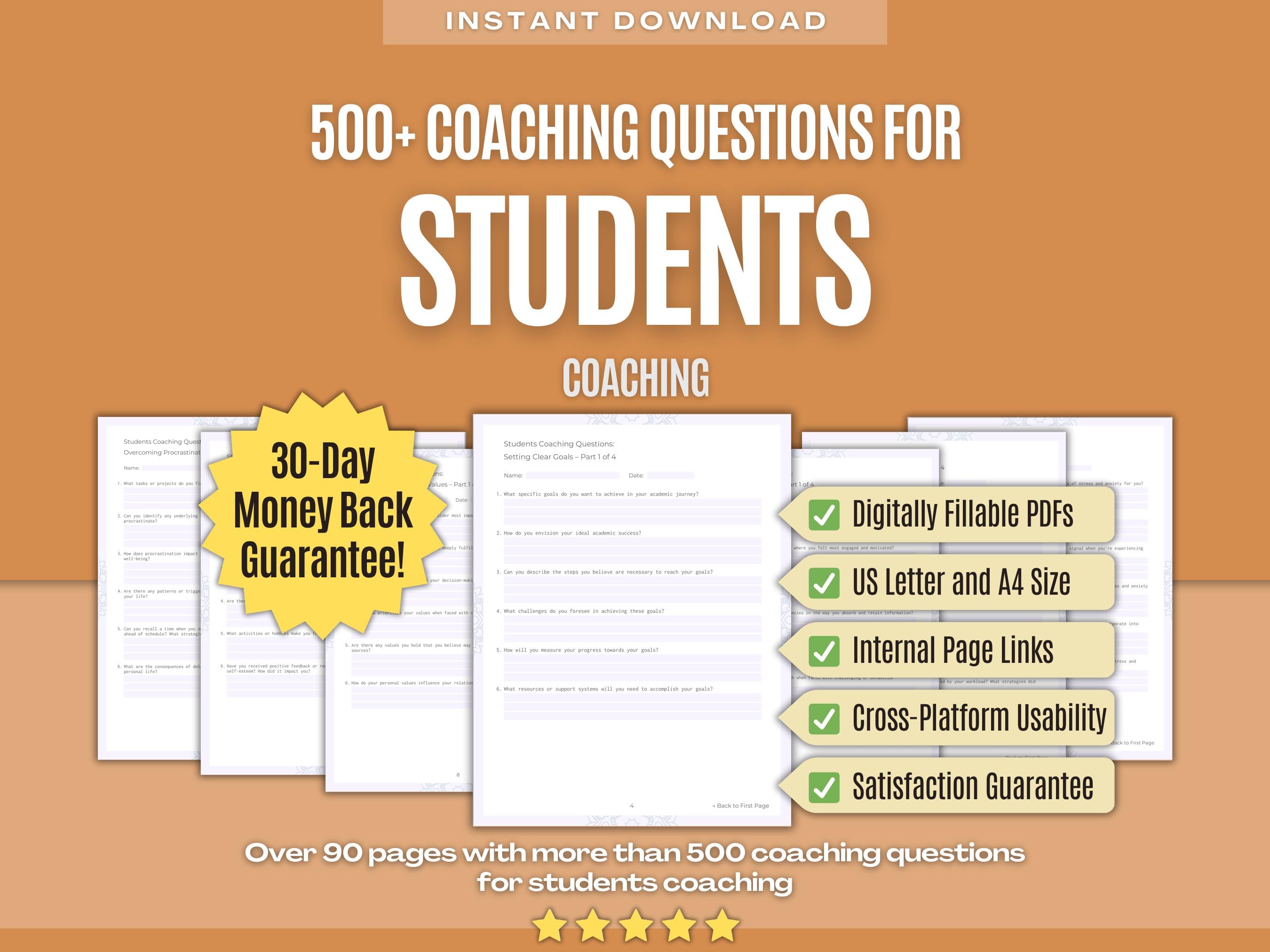 500+ Students Coaching Questions Workbook | Karlstein Publishing