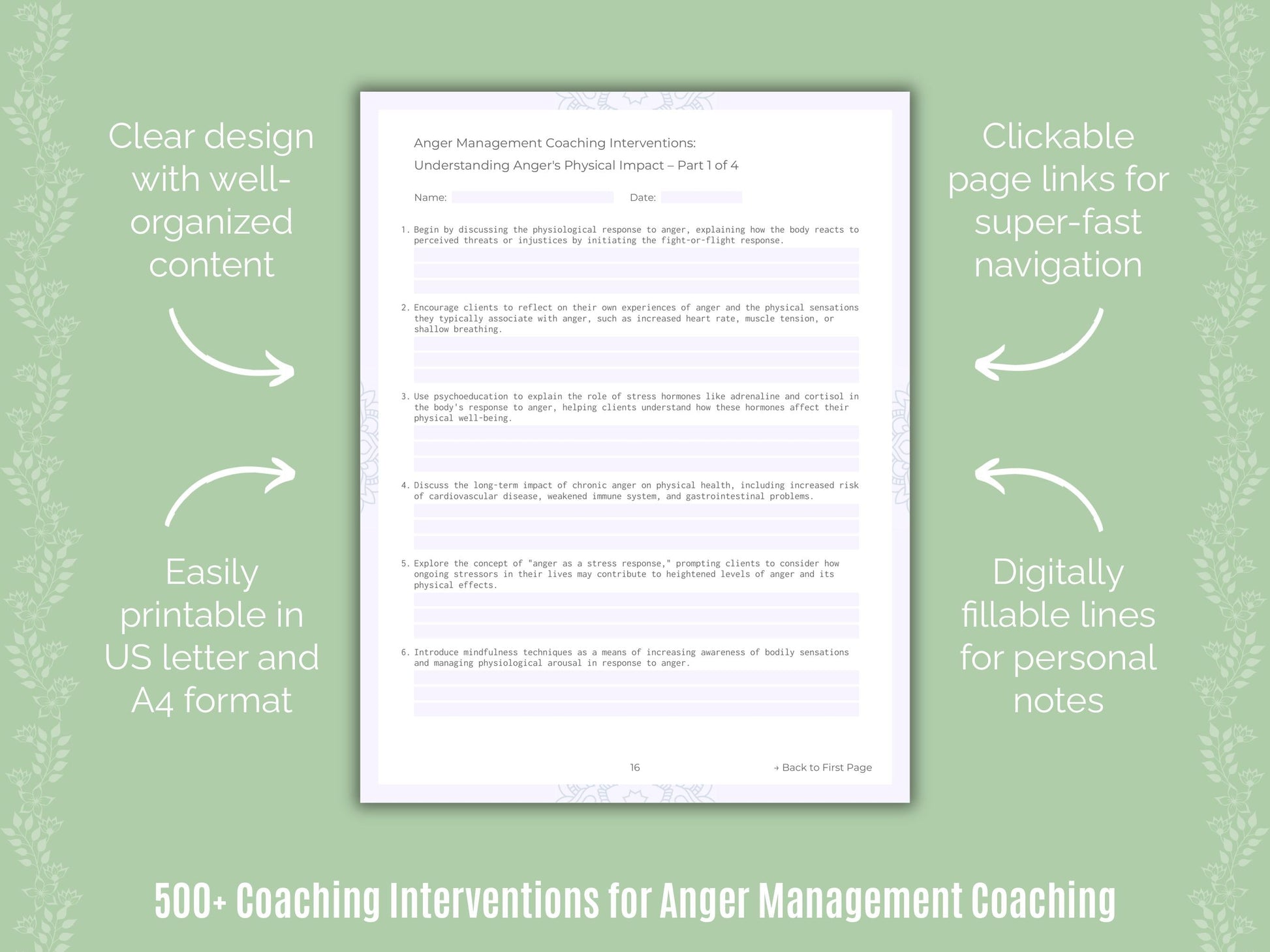 Anger Management Coaching Templates