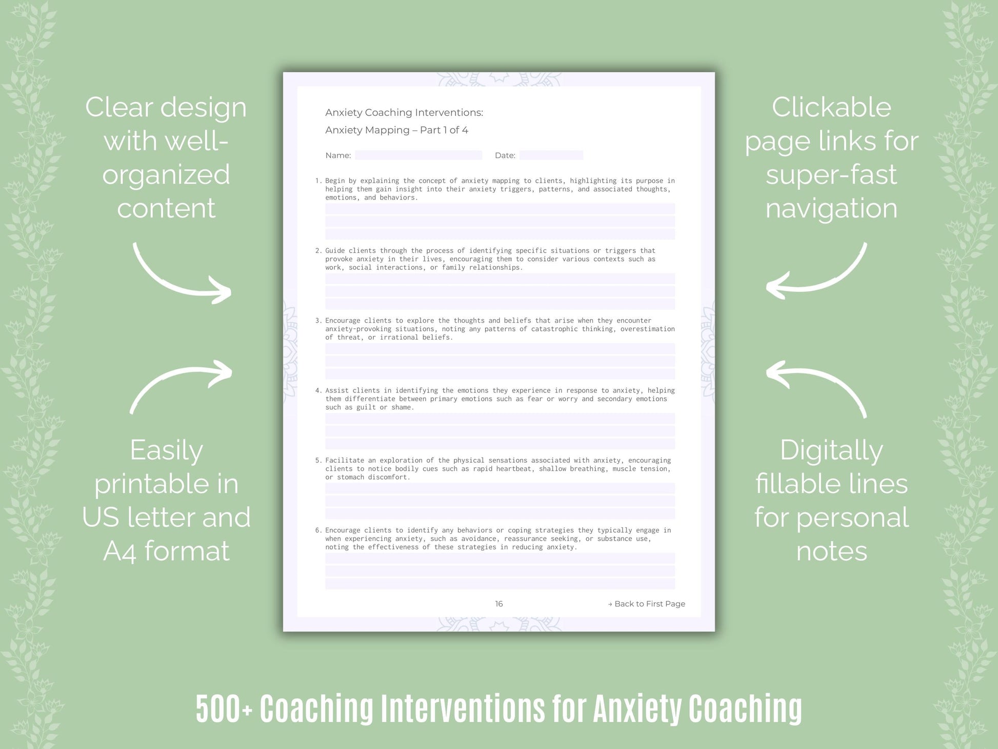 Anxiety Coaching Templates