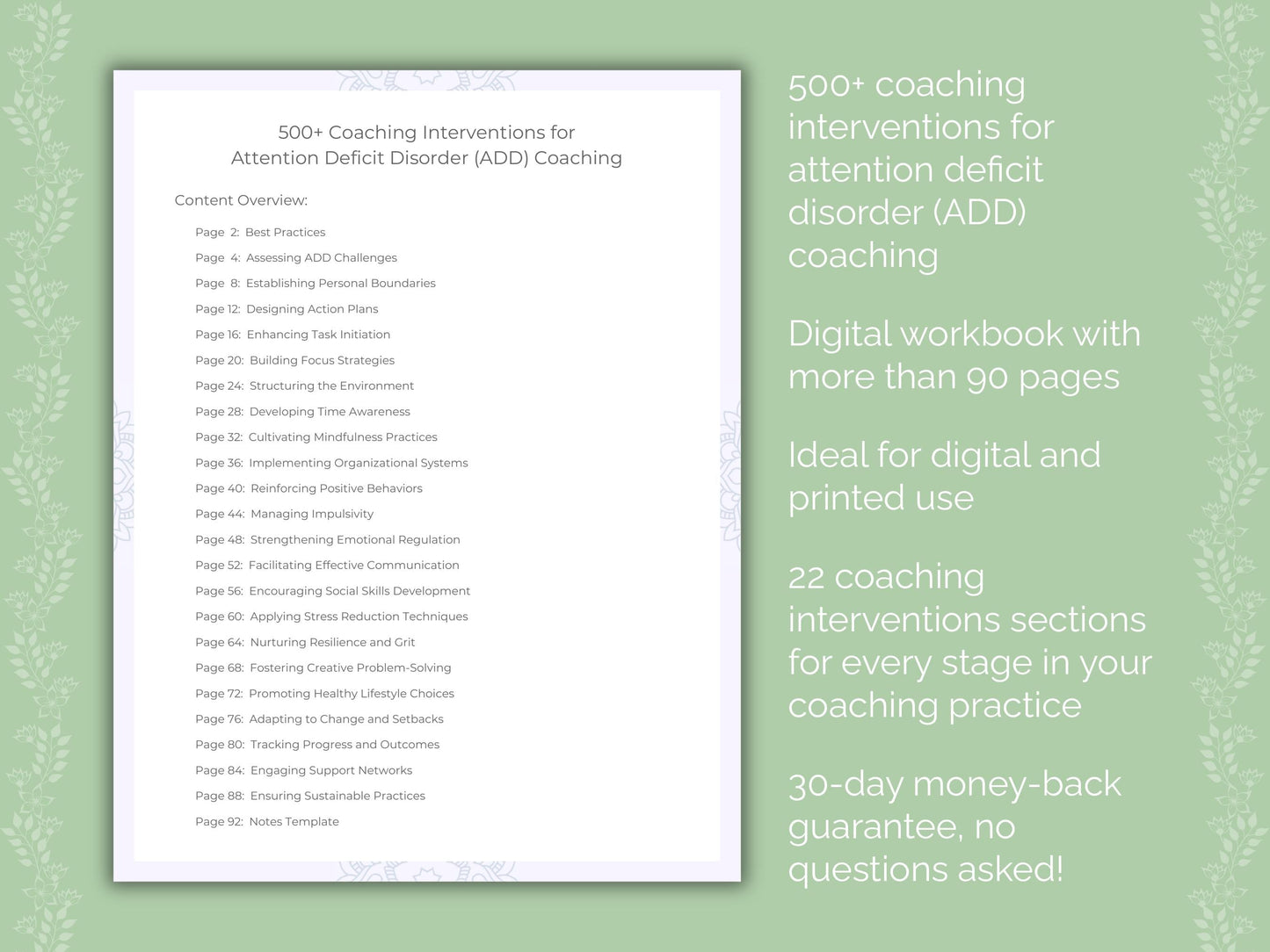 Attention Deficit Disorder (ADD) Coaching Worksheets