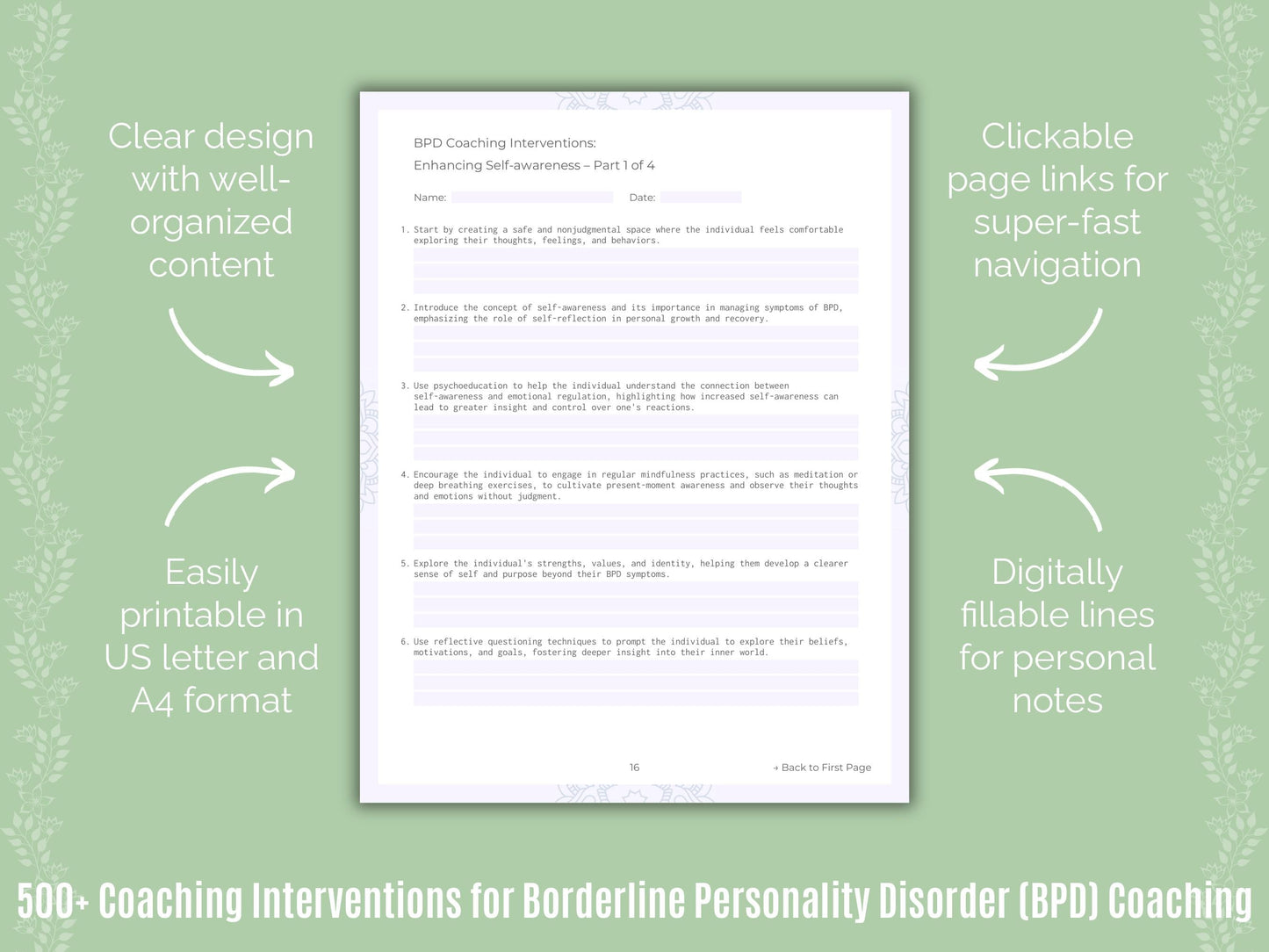 Borderline Personality Disorder (BPD) Coaching Templates